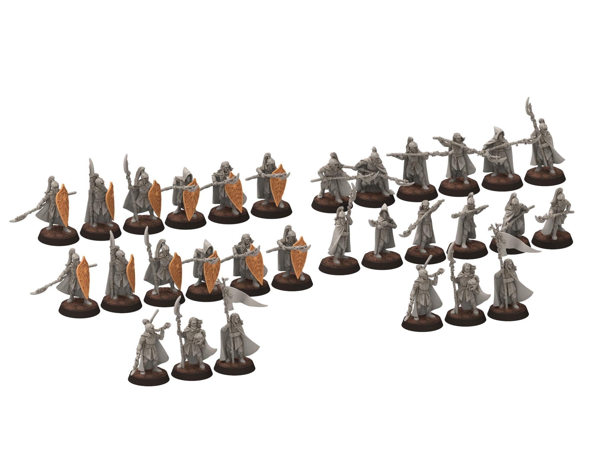 Darkwood - Wood Elf Musician, Banner, Leader, Sylvan Eldar Kingdom, Middle rings miniatures for wargame D&D, LOTR, Medbury miniatures