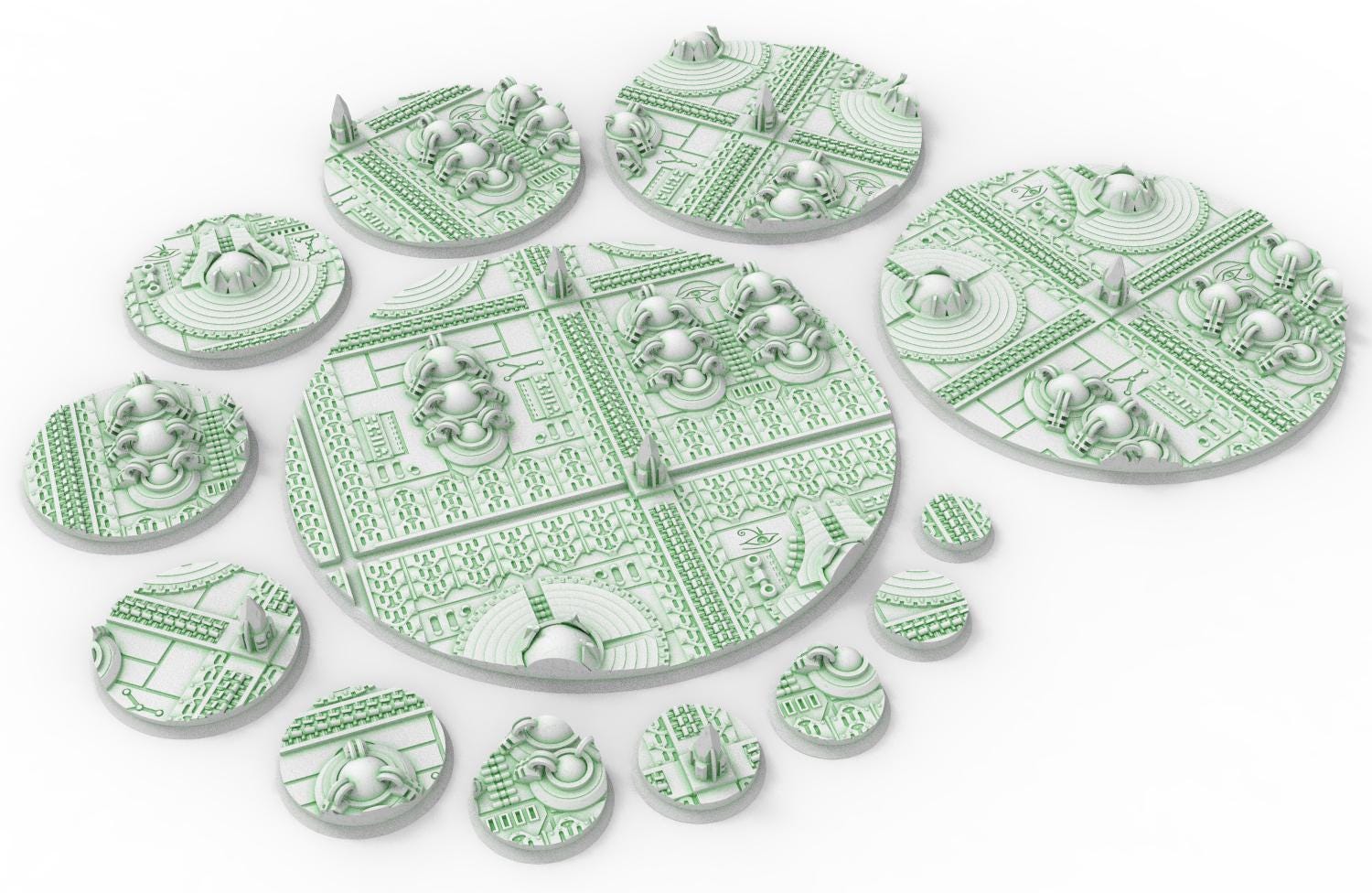 Cinan - Textured Round Bases, lot of 25mm to 160mm CINAN set 2 usable for warmachine, wargame...