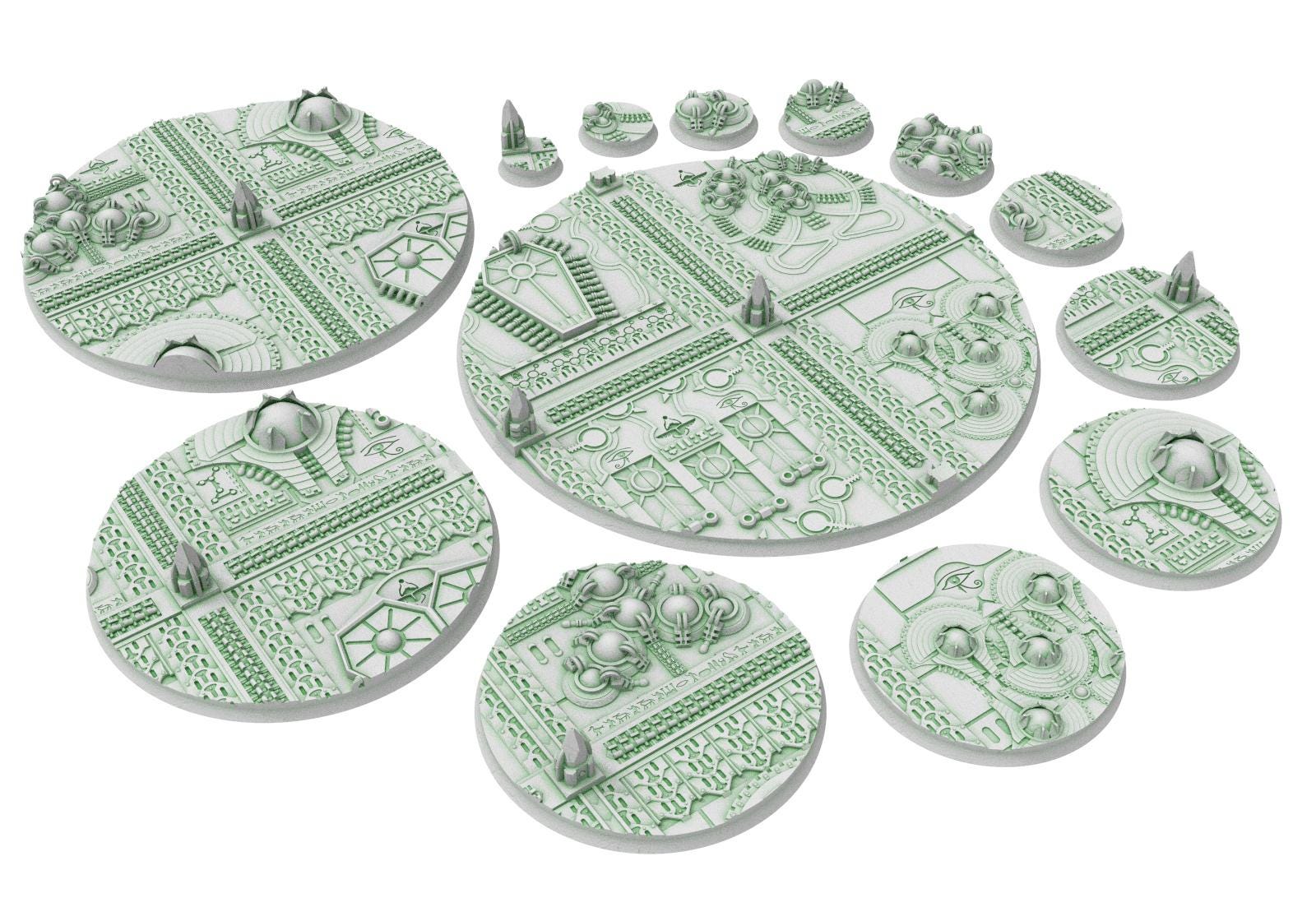 Cinan - Textured Round Bases, lot of 25mm to 160mm CINAN set 4-5-6 usable for warmachine, wargame...