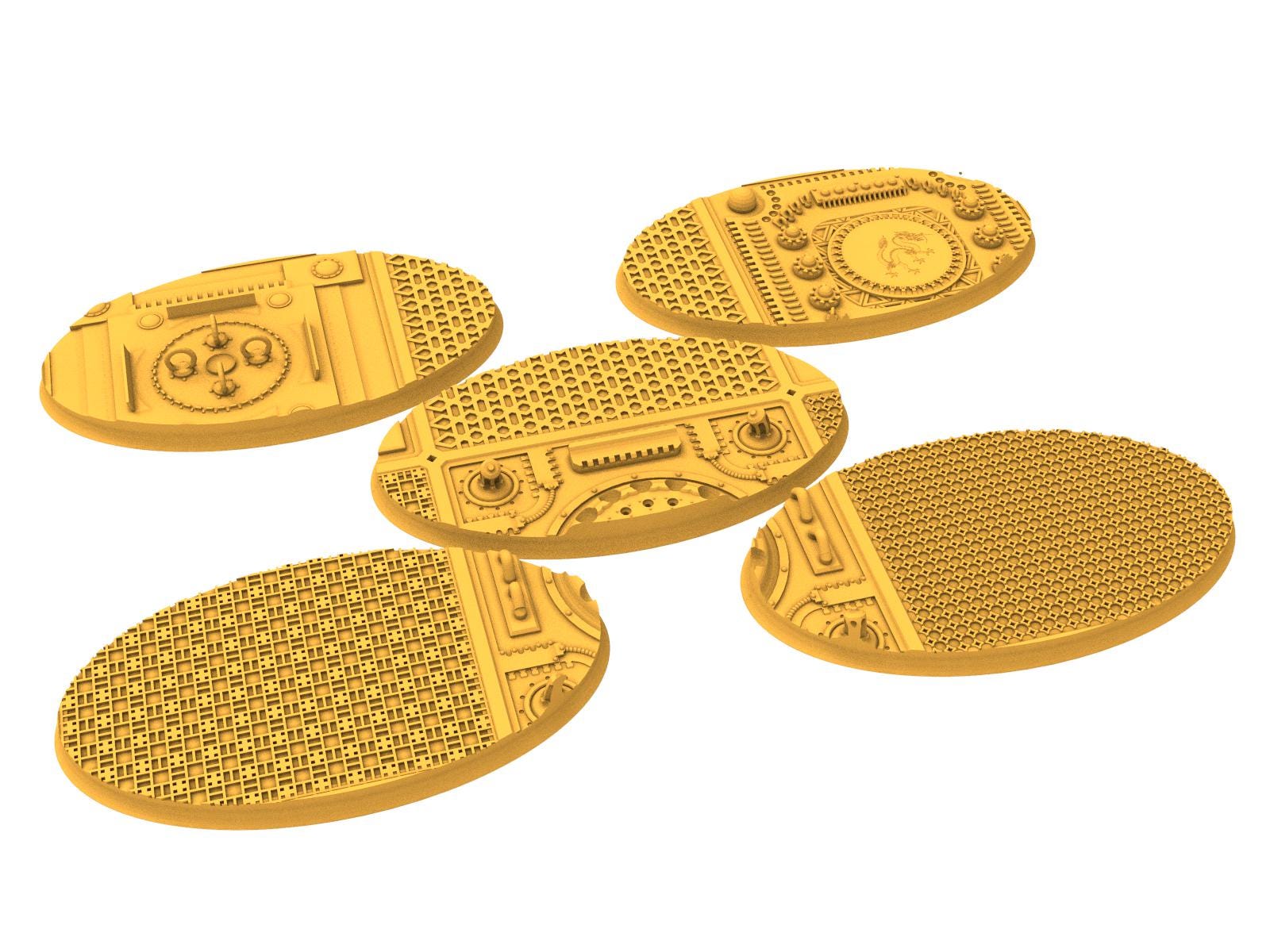 Comercial outpost - Textured Oval Bases, lot of 60mm to 170mm CMRCL set 1 usable for warmachine, wargame...