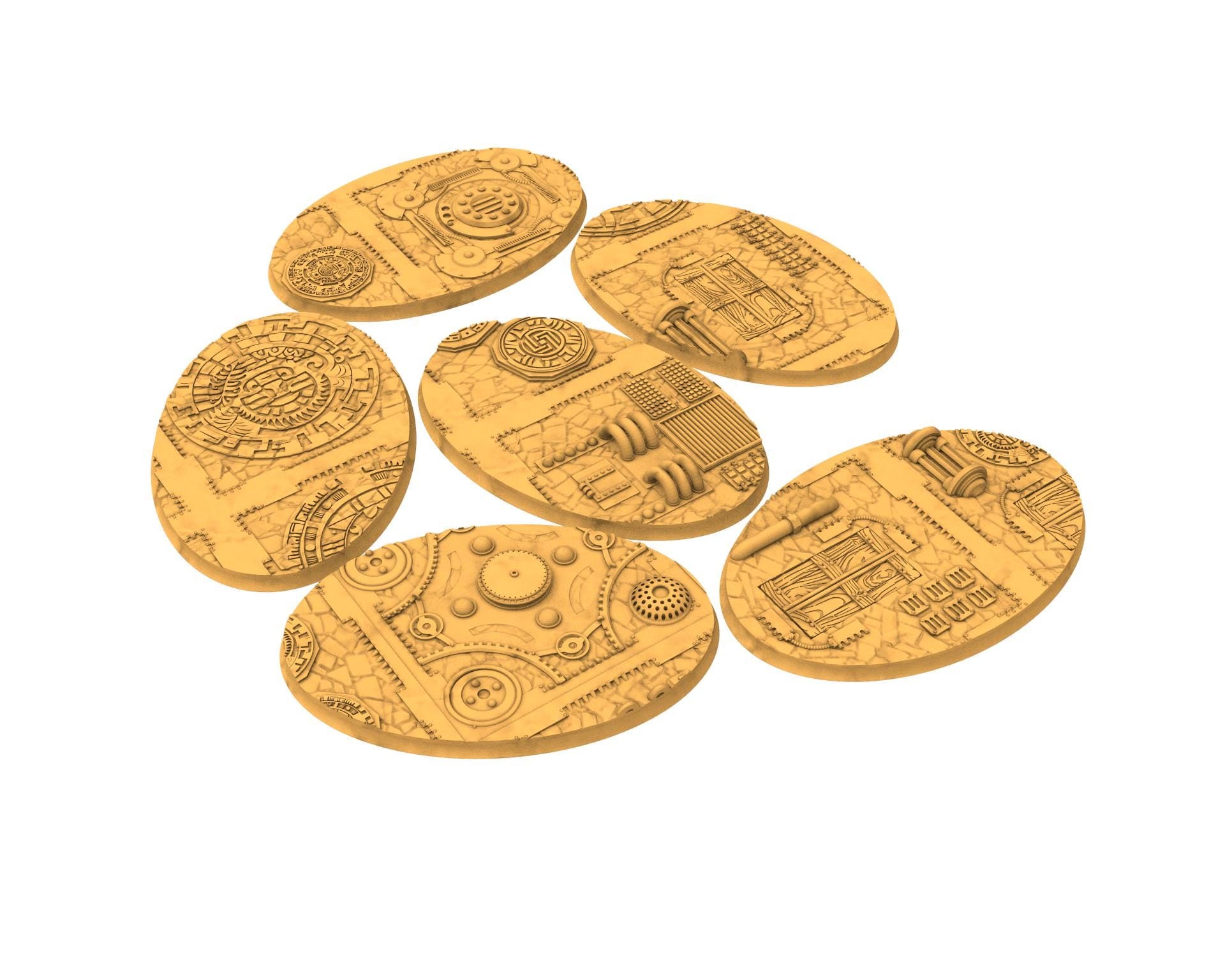 Comercial outpost - Textured Oval Bases, lot of 60mm to 170mm CMRCL set 2 usable for warmachine, wargame...