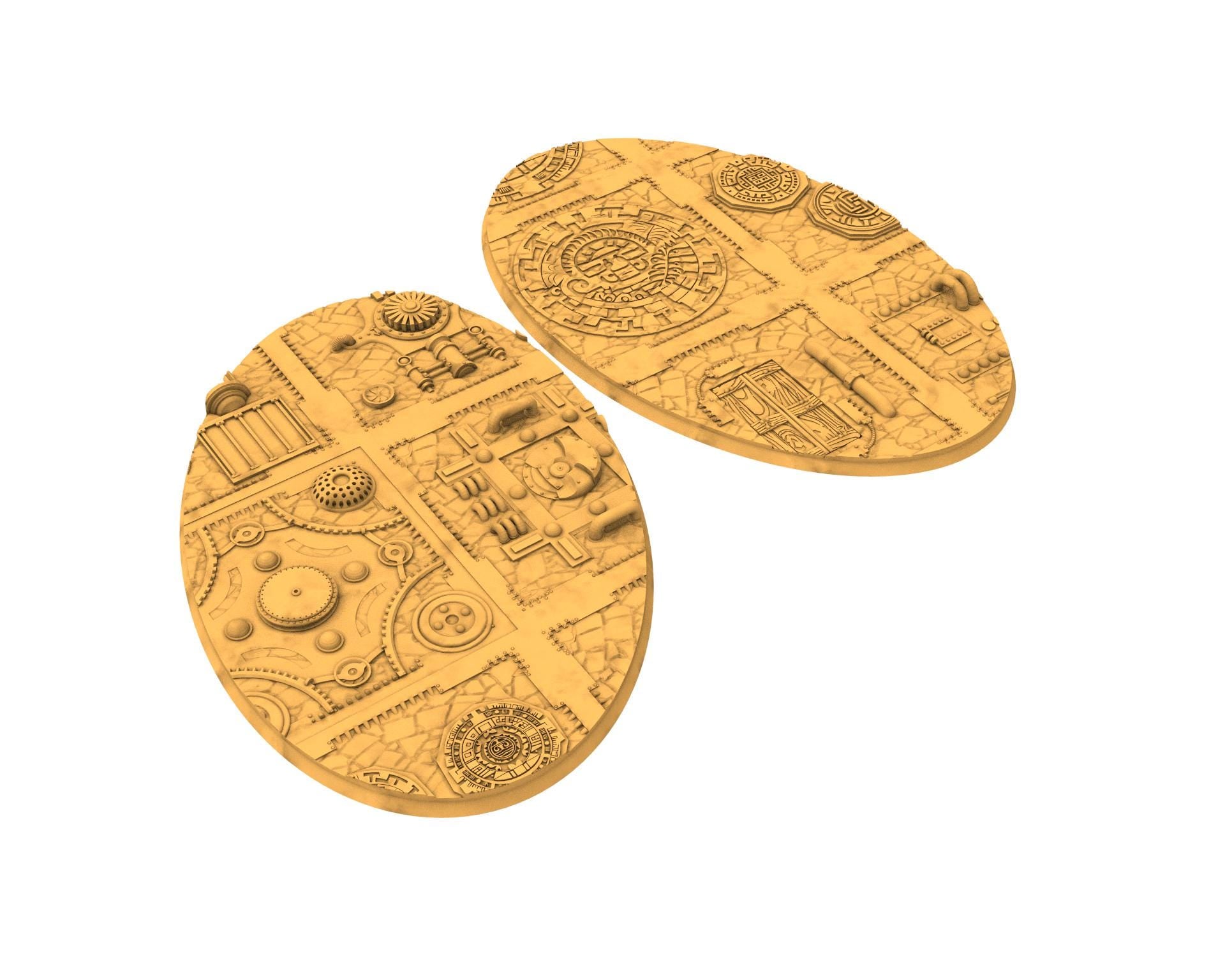 Comercial outpost - Textured Oval Bases, lot of 60mm to 170mm CMRCL set 2 usable for warmachine, wargame...