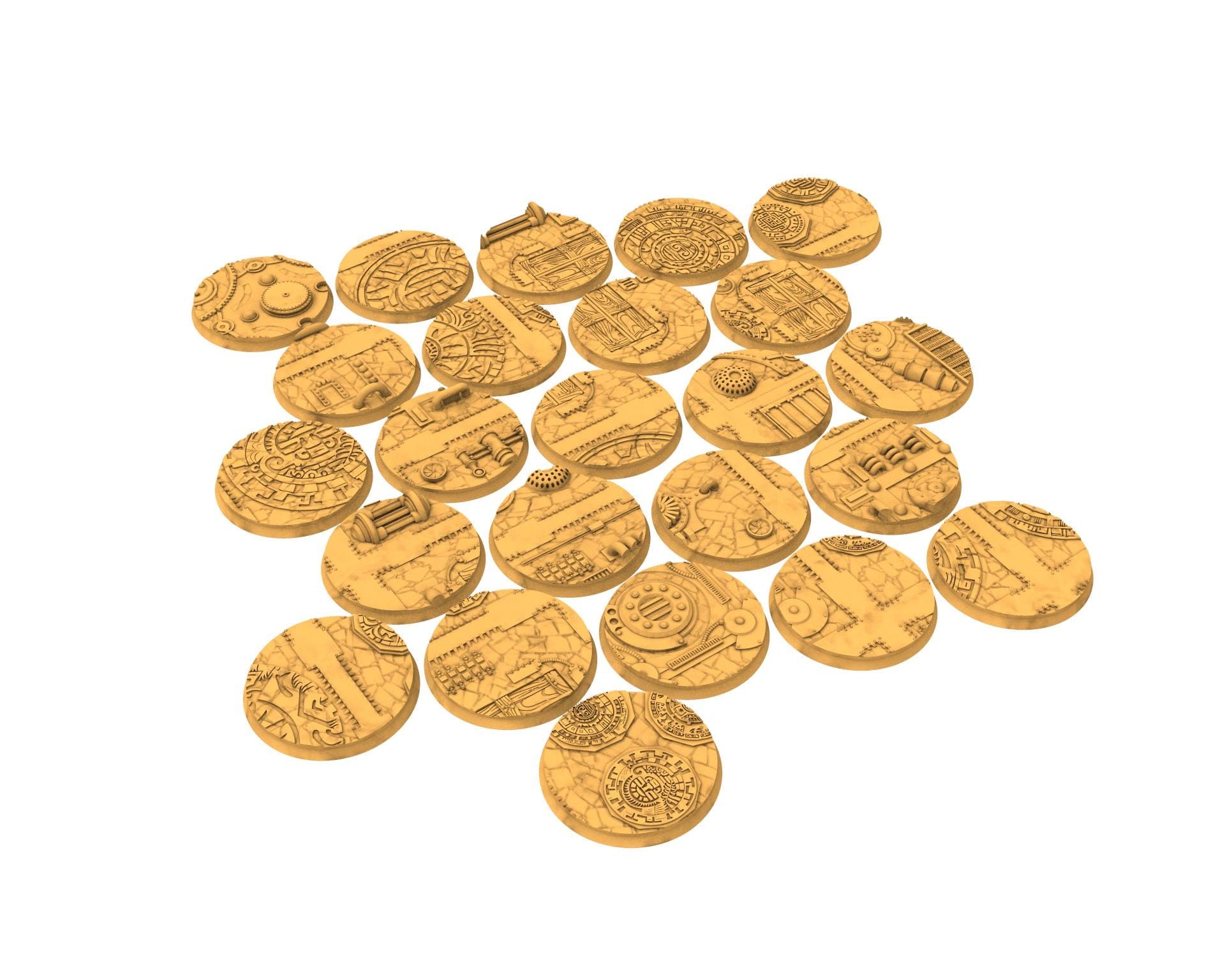 Comercial outpost - Textured Round Bases, lot of 25mm to 160mm CMRCL set 2 usable for warmachine, wargame...