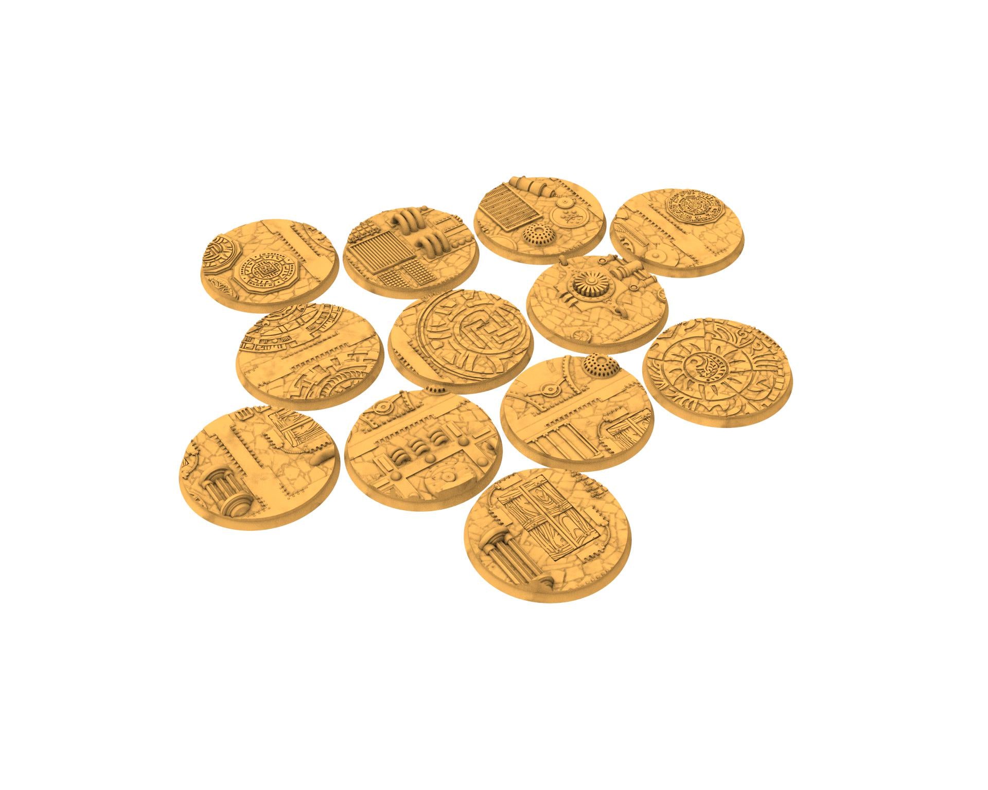 Comercial outpost - Textured Round Bases, lot of 25mm to 160mm CMRCL set 2 usable for warmachine, wargame...