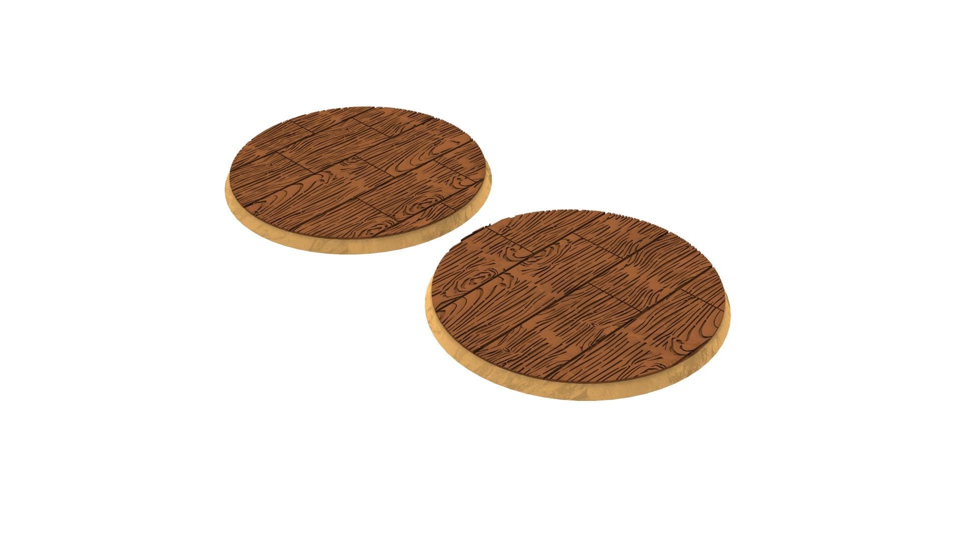 Civil - Textured Round Bases, lot of 25mm to 130mm wooden ship wood usable for Oldhammer, saga, age of sigmar, confrontation, wargame...