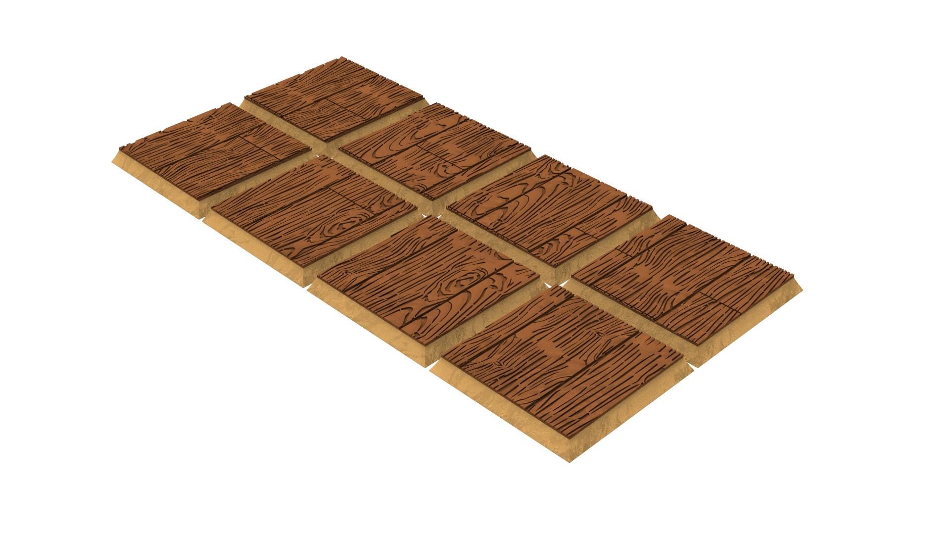 Civil - Textured Square Bases, lot of 20mm to 100mm wooden ship wood usable for Oldhammer, 9th age, King of war, Confrontation, wargame...