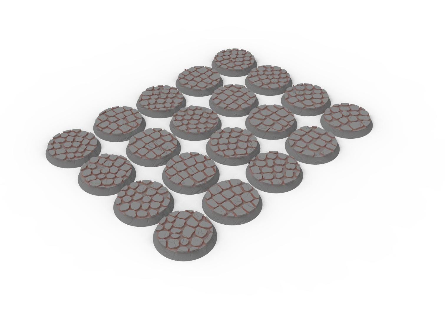 Civil - Textured Round Bases, lot of 25mm to 130mm pavement usable for Oldhammer, saga, age of sigmar, confrontation, wargame...