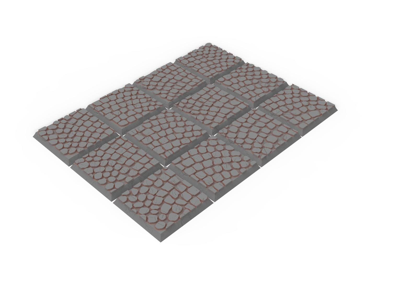 Civil - Textured Square Bases, lot of 20mm to 100mm pavement usable for Oldhammer, 9th age, King of war, Confrontation, wargame...