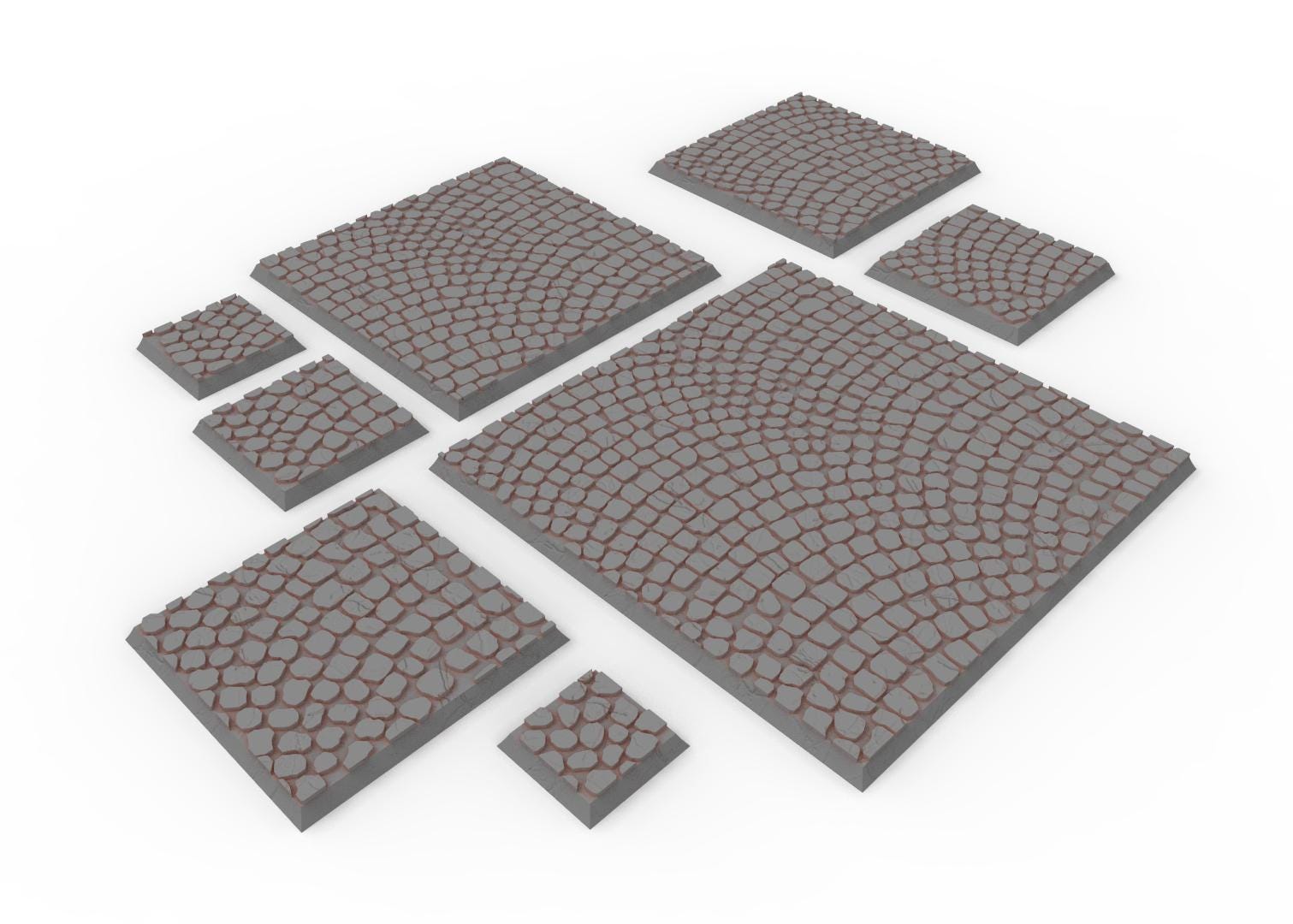 Civil - Textured Square Bases, lot of 20mm to 100mm pavement usable for Oldhammer, 9th age, King of war, Confrontation, wargame...