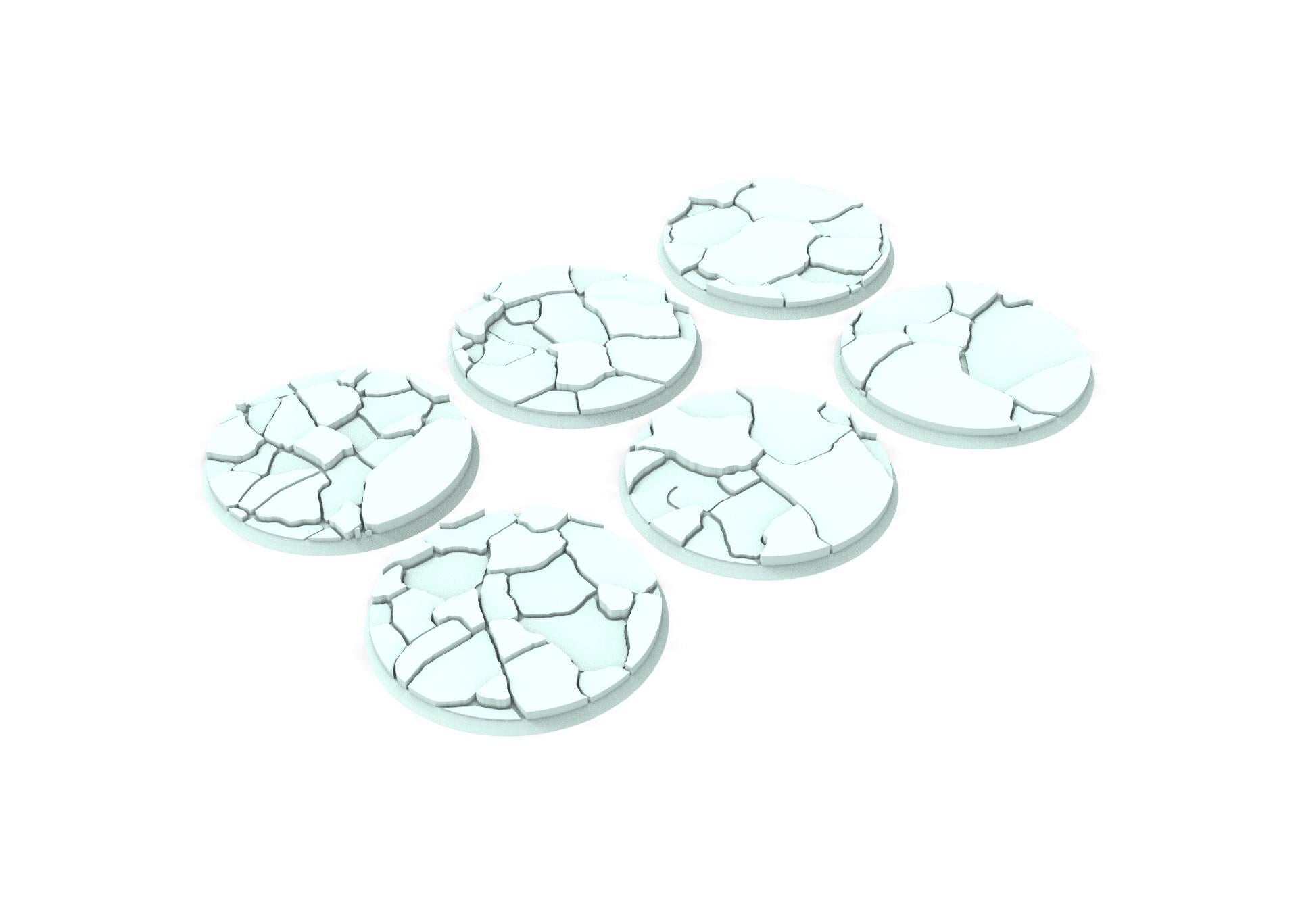 Military Base - Textured Round Bases, lot of 25mm to 160mm MILBS set Ice usable for warmachine, wargame...