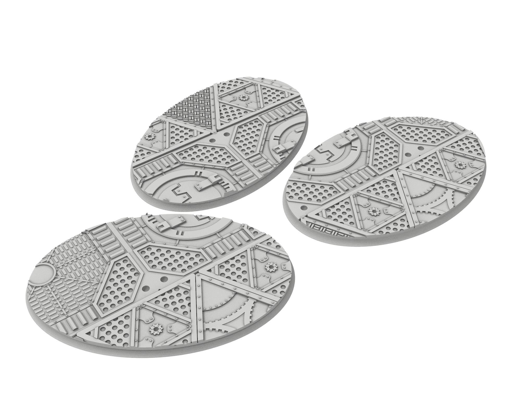 Military Base - Textured Oval Bases, lot of 60mm to 170mm MILBS set Metalic usable for warmachine, wargame...