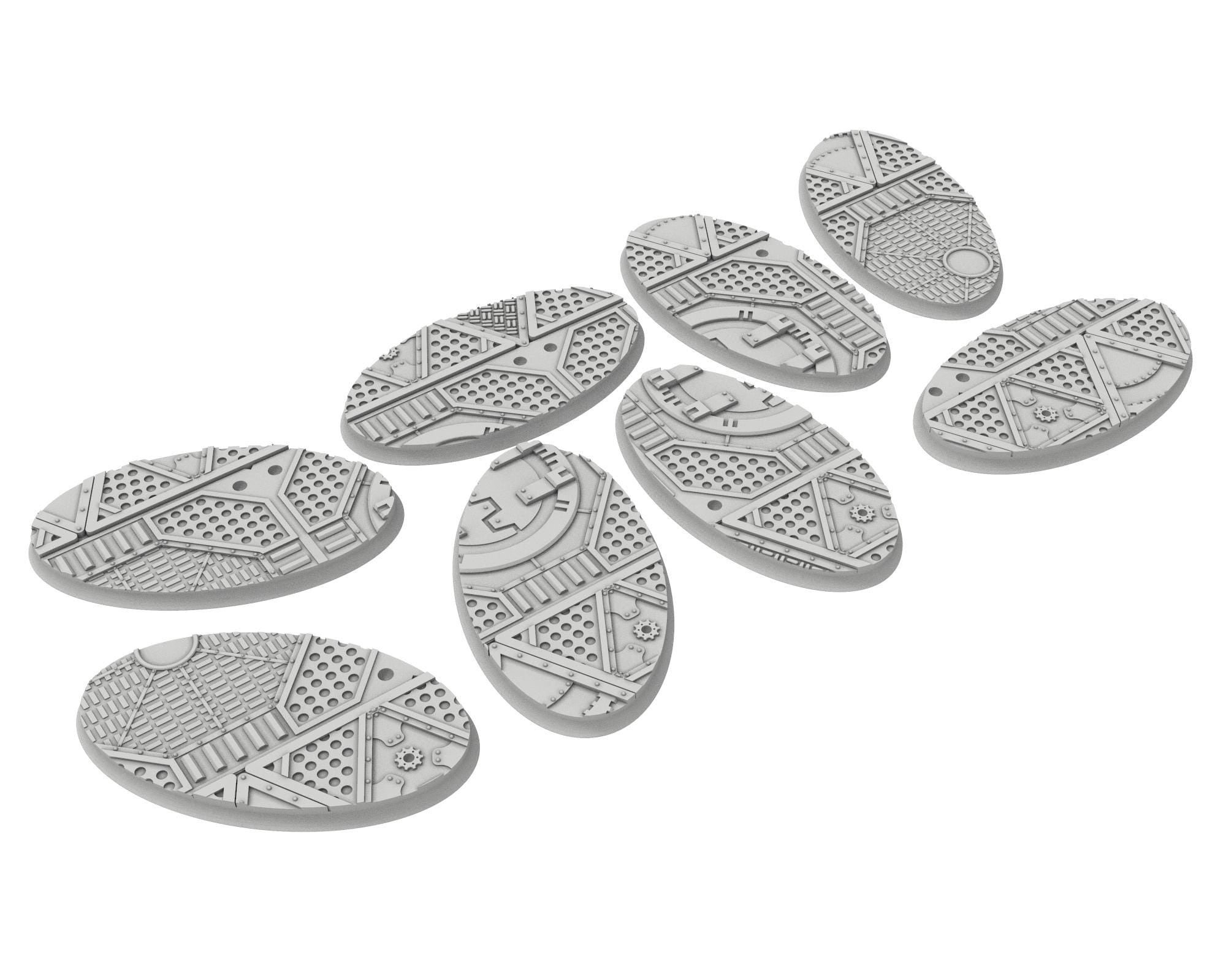 Military Base - Textured Oval Bases, lot of 60mm to 170mm MILBS set Metalic usable for warmachine, wargame...