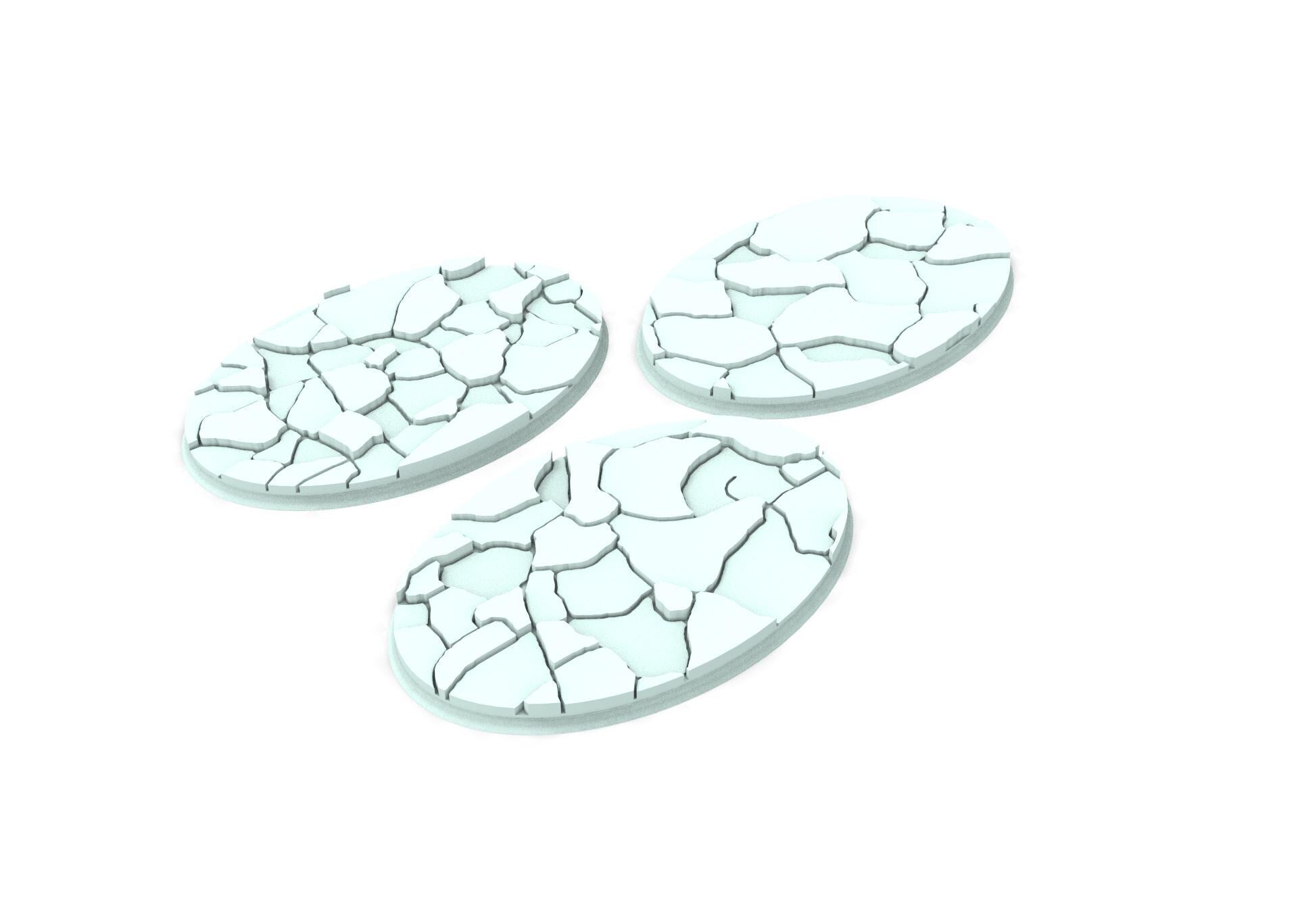 Military Base - Textured Oval Bases, lot of 60mm to 170mm MILBS set Ice usable for warmachine, wargame...