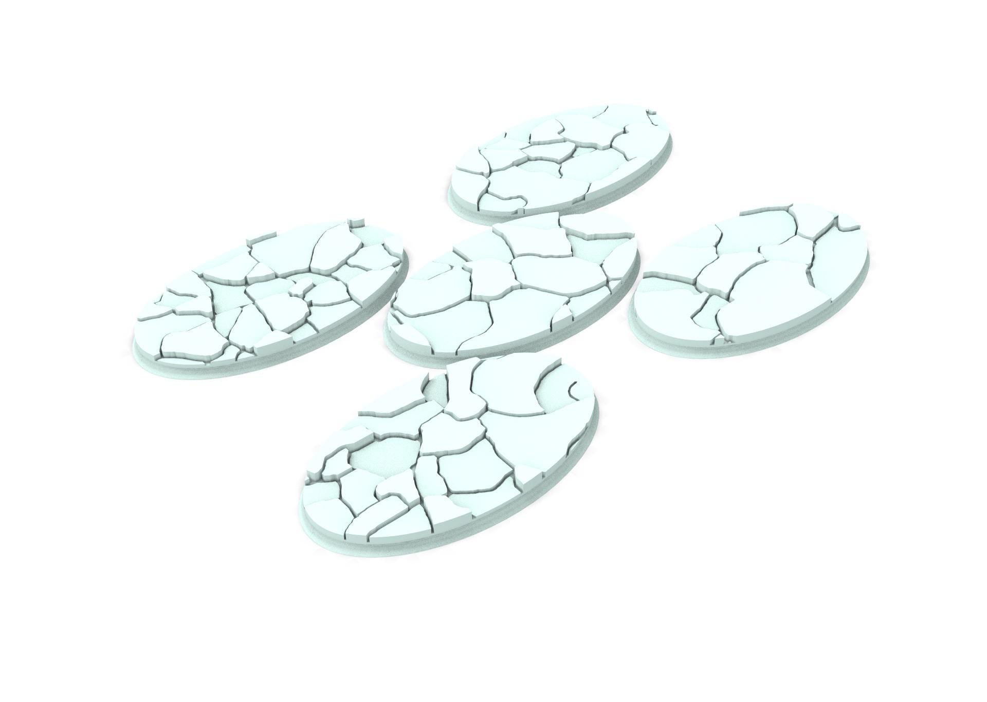 Military Base - Textured Oval Bases, lot of 60mm to 170mm MILBS set Ice usable for warmachine, wargame...