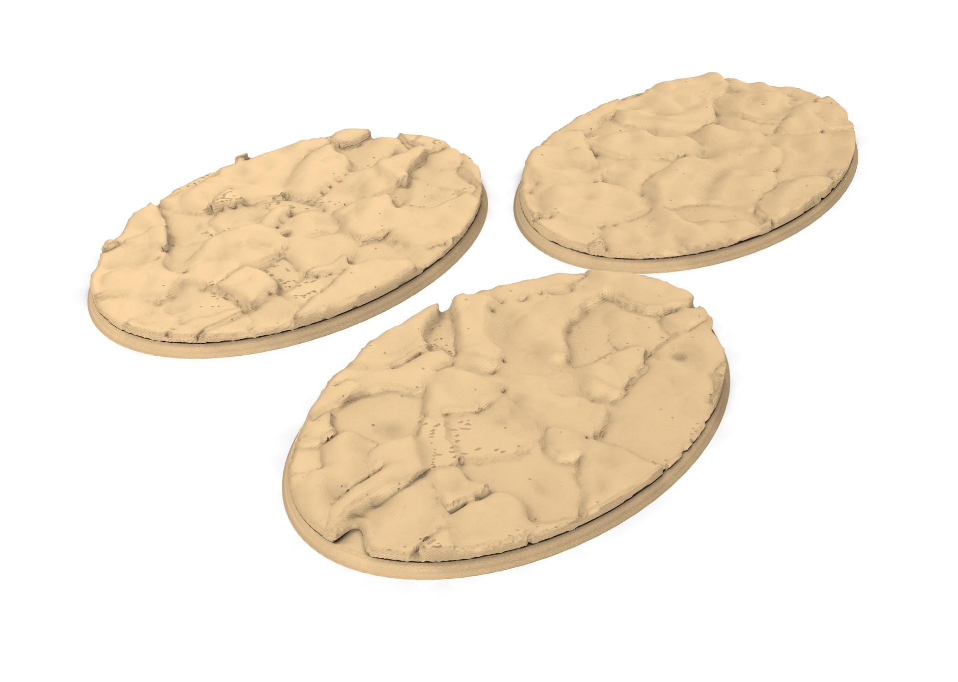 Tenkyo - Textured Oval Bases, lot of 60mm to 170mm Desertic TNKYO set 2 usable for warmachine, wargame...