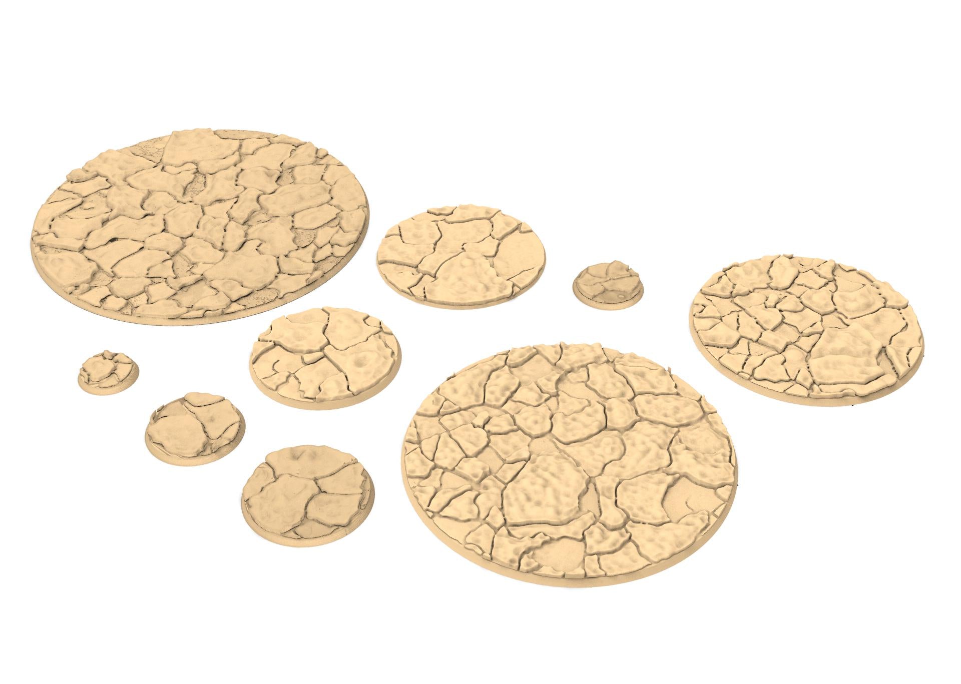 Tenkyo - Textured Round Bases, lot of 25mm to 160mm Desertic TNKYO set 2 usable for warmachine, wargame...