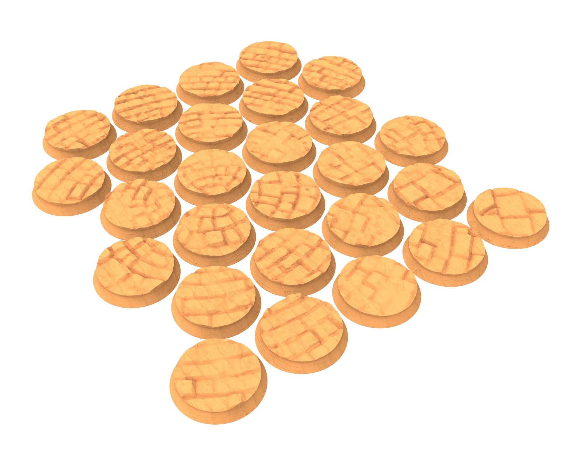 Tenkyo - Textured Round Bases, lot of 25mm to 160mm Pavement TNKYO set 1 usable for warmachine, wargame...