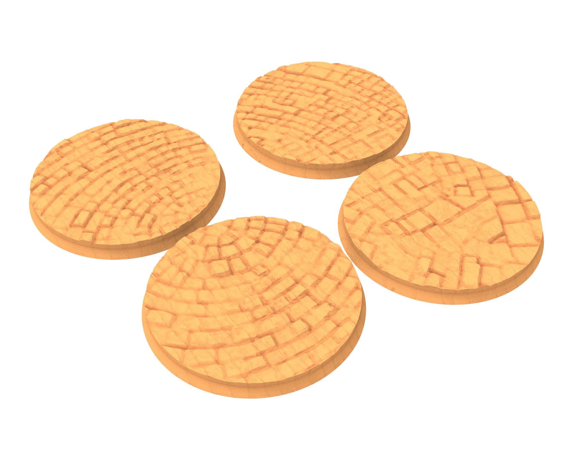 Tenkyo - Textured Round Bases, lot of 25mm to 160mm Pavement TNKYO set 1 usable for warmachine, wargame...