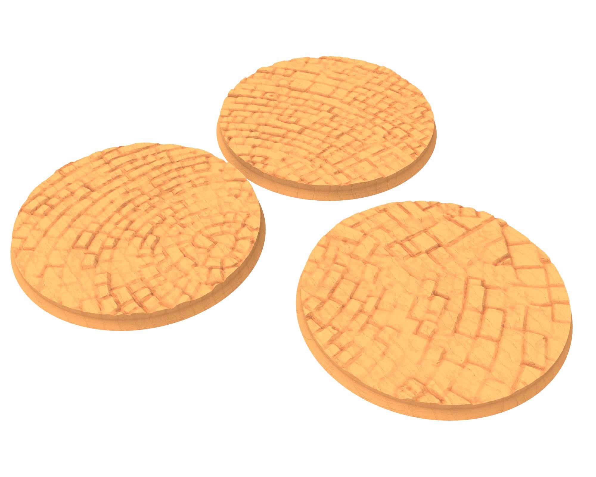 Tenkyo - Textured Round Bases, lot of 25mm to 160mm Pavement TNKYO set 1 usable for warmachine, wargame...