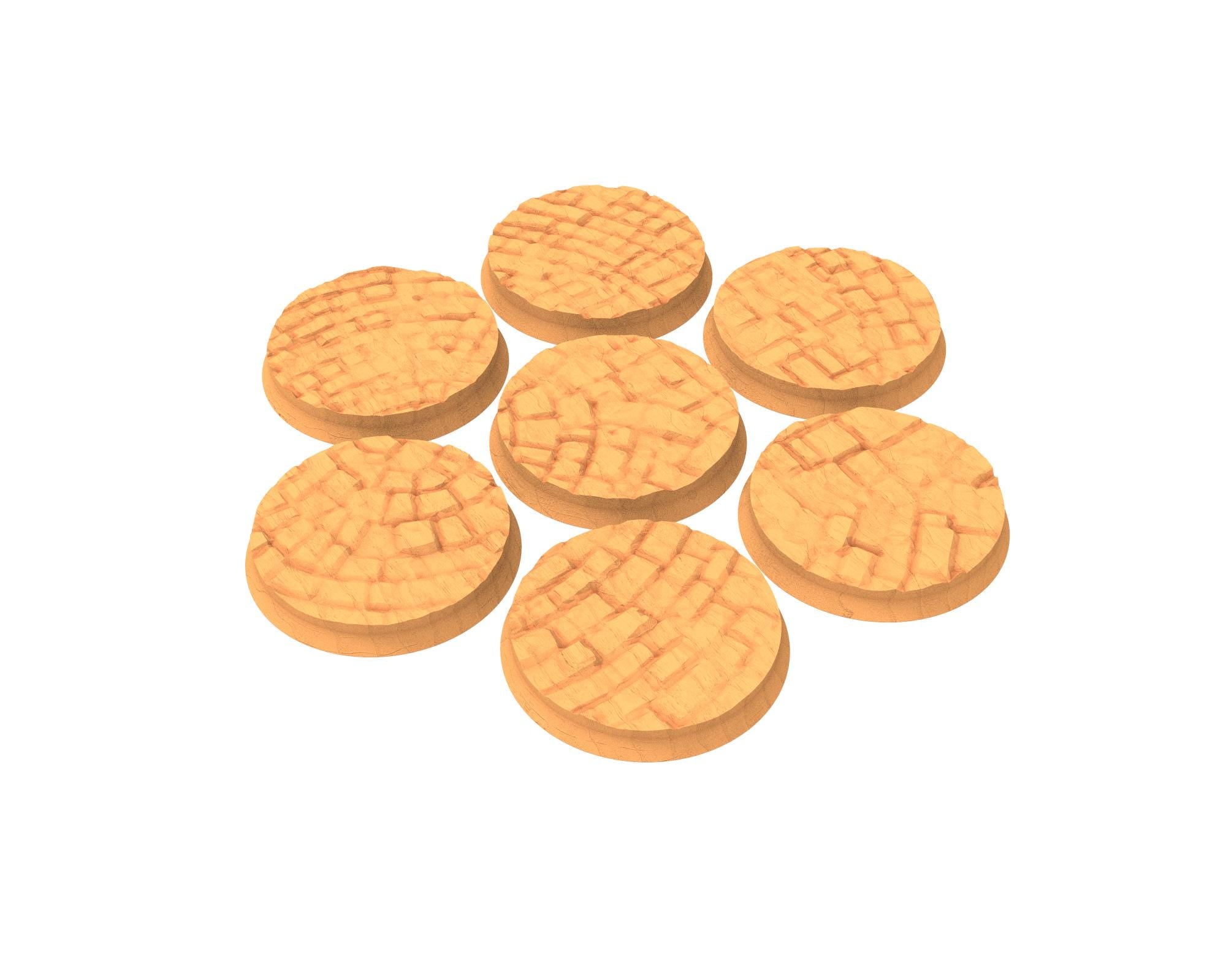 Tenkyo - Textured Round Bases, lot of 25mm to 160mm Pavement TNKYO set 1 usable for warmachine, wargame...