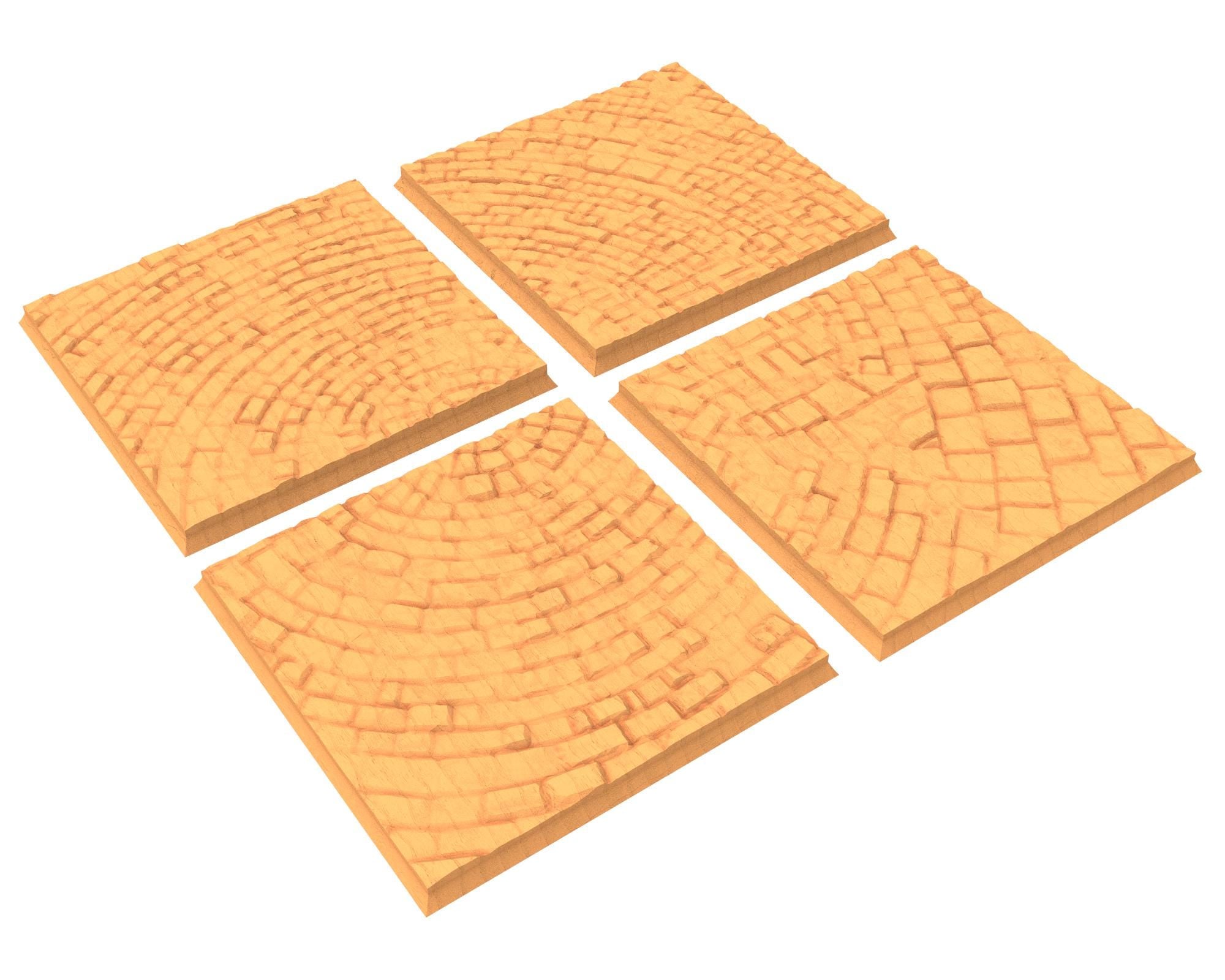 Tenkyo - Textured Square Bases, lot 20mm to 100mm Pavement TNKYO set 1 usable for Oldhammer, 9th age, King of war, Confrontation, wargame...