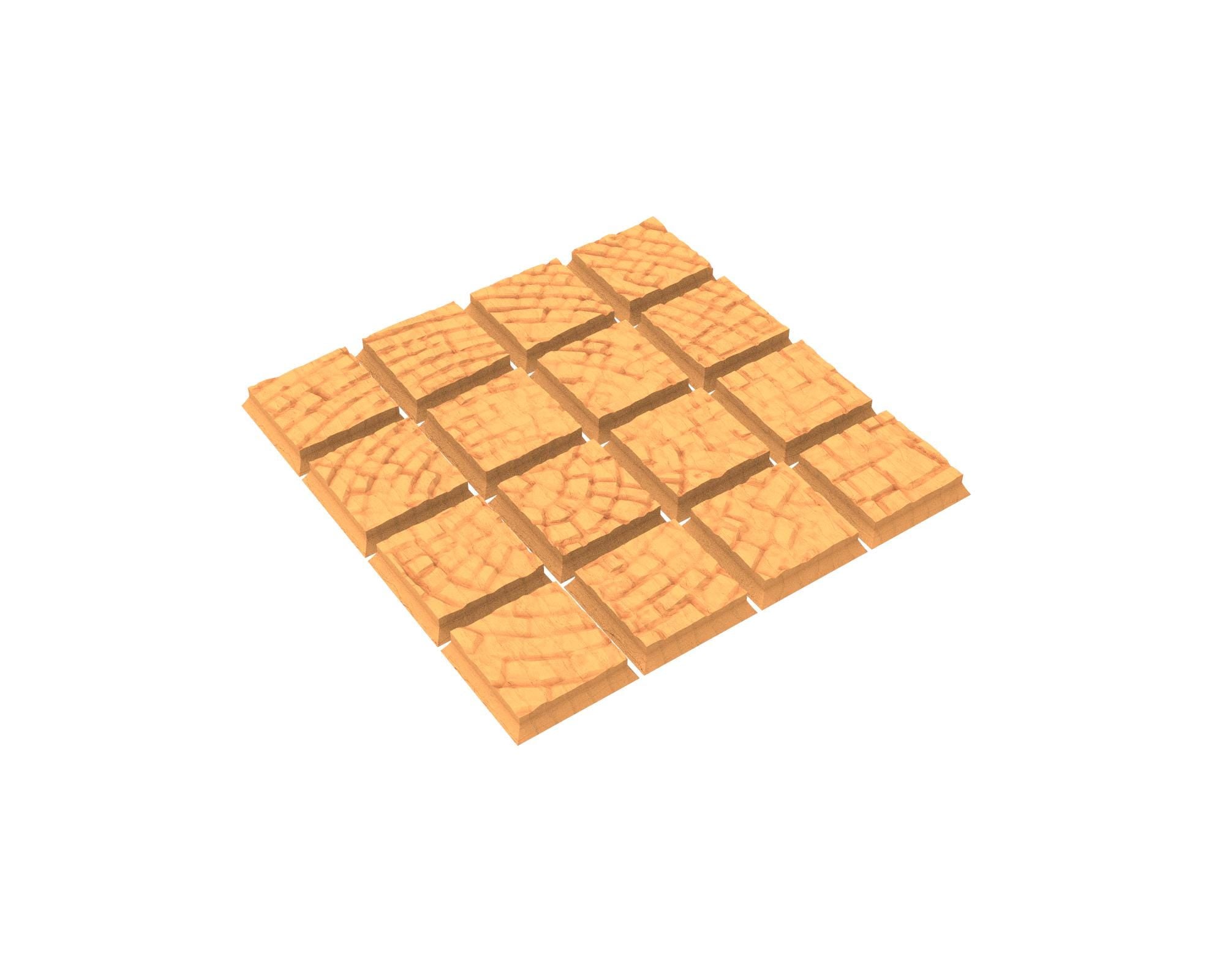 Tenkyo - Textured Square Bases, lot 20mm to 100mm Pavement TNKYO set 1 usable for Oldhammer, 9th age, King of war, Confrontation, wargame...