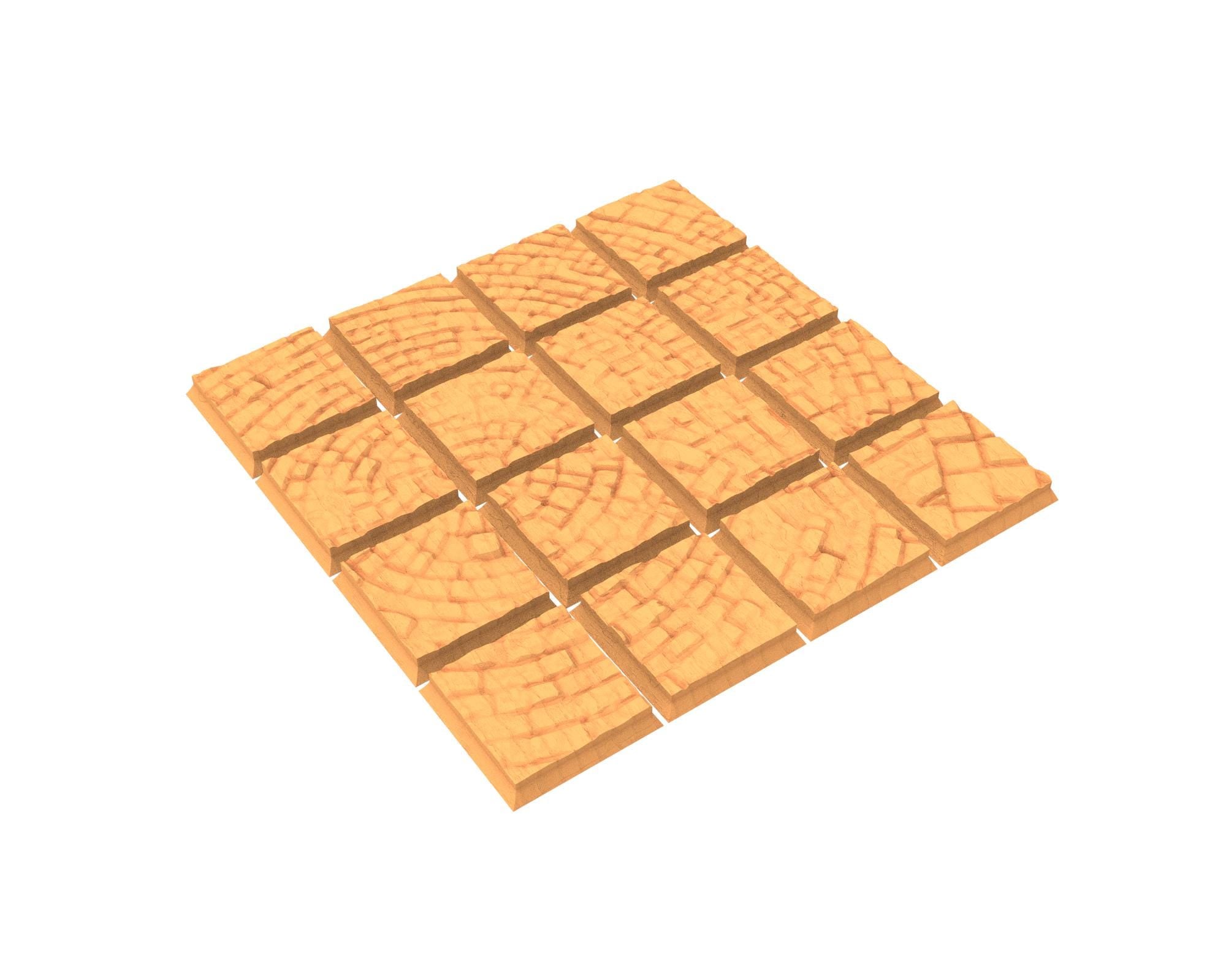 Tenkyo - Textured Square Bases, lot 20mm to 100mm Pavement TNKYO set 1 usable for Oldhammer, 9th age, King of war, Confrontation, wargame...