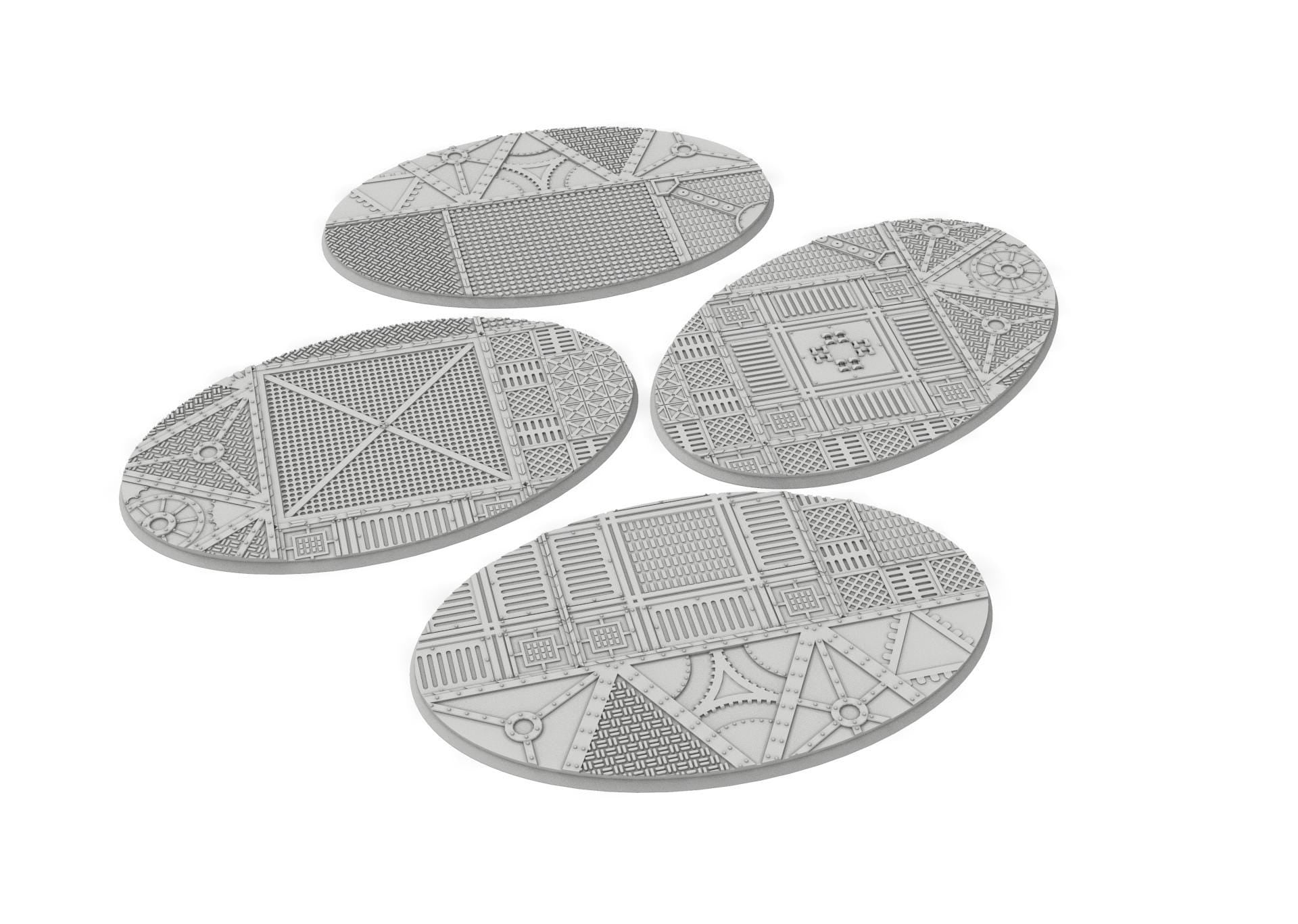 Industrial - Textured Oval Bases, lot of 60mm to 170mm INDRV Factory ground usable for warmachine, wargame...