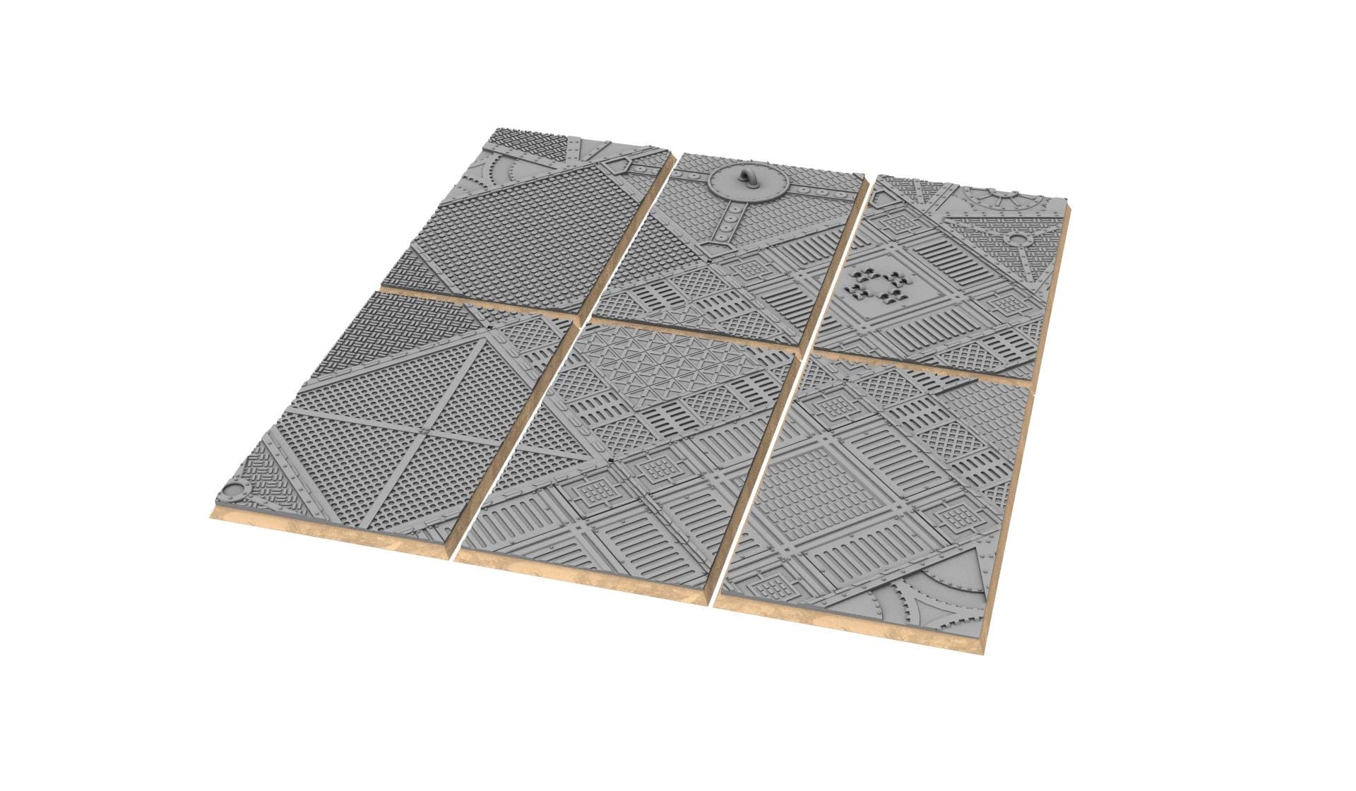 Industrial - Textured Rectangular Bases, lot of 50x25mm to 150x100mm INDRV Factory ground usable for Oldhammer, 9th age, King of war...