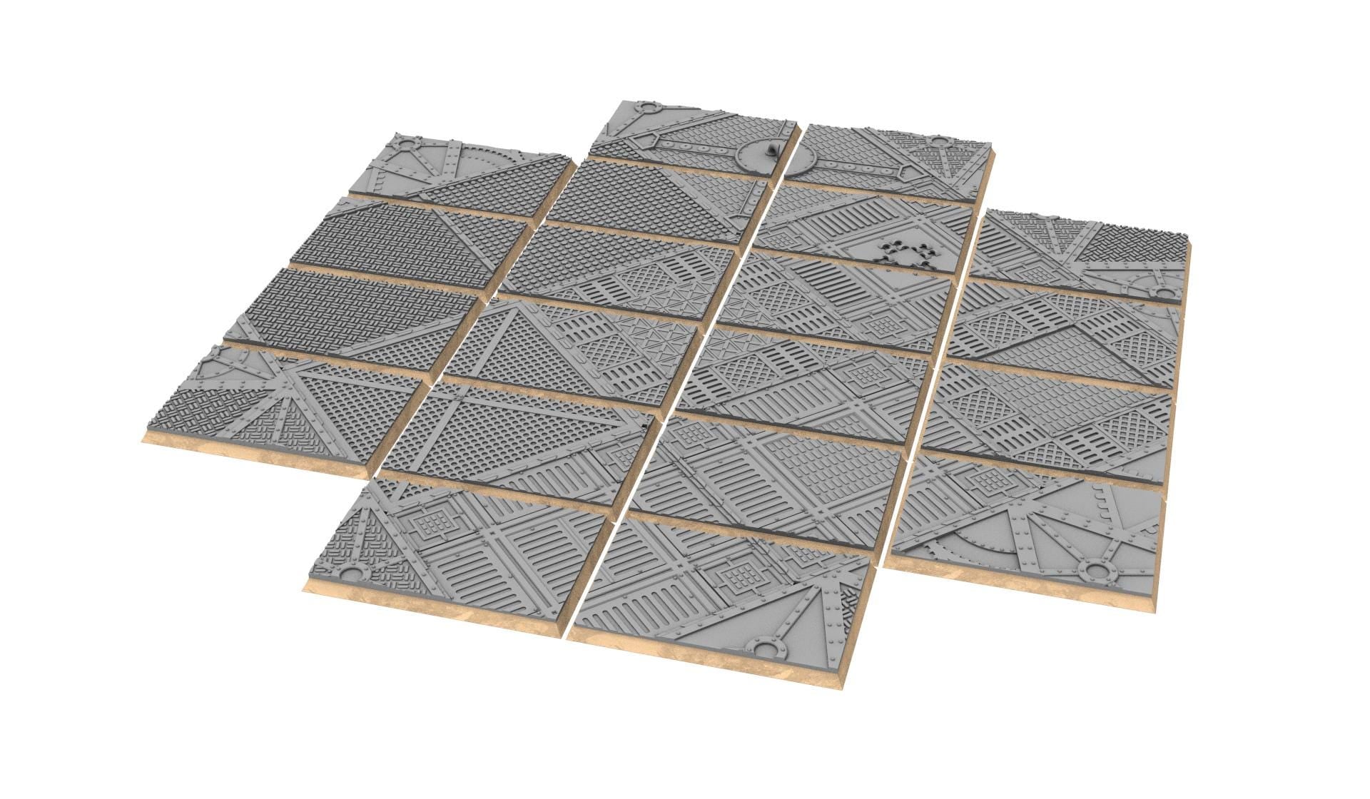 Industrial - Textured Rectangular Bases, lot of 50x25mm to 150x100mm INDRV Factory ground usable for Oldhammer, 9th age, King of war...