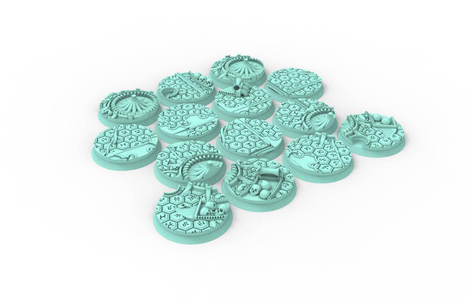 Dark City - Lot of 25mm to 64mm round bases & textures dark city usable for saga, confrontation, wargame...