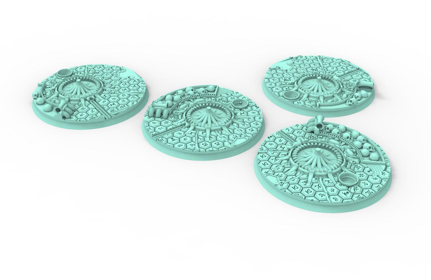 Dark City - Lot of 25mm to 64mm round bases & textures dark city usable for saga, confrontation, wargame...