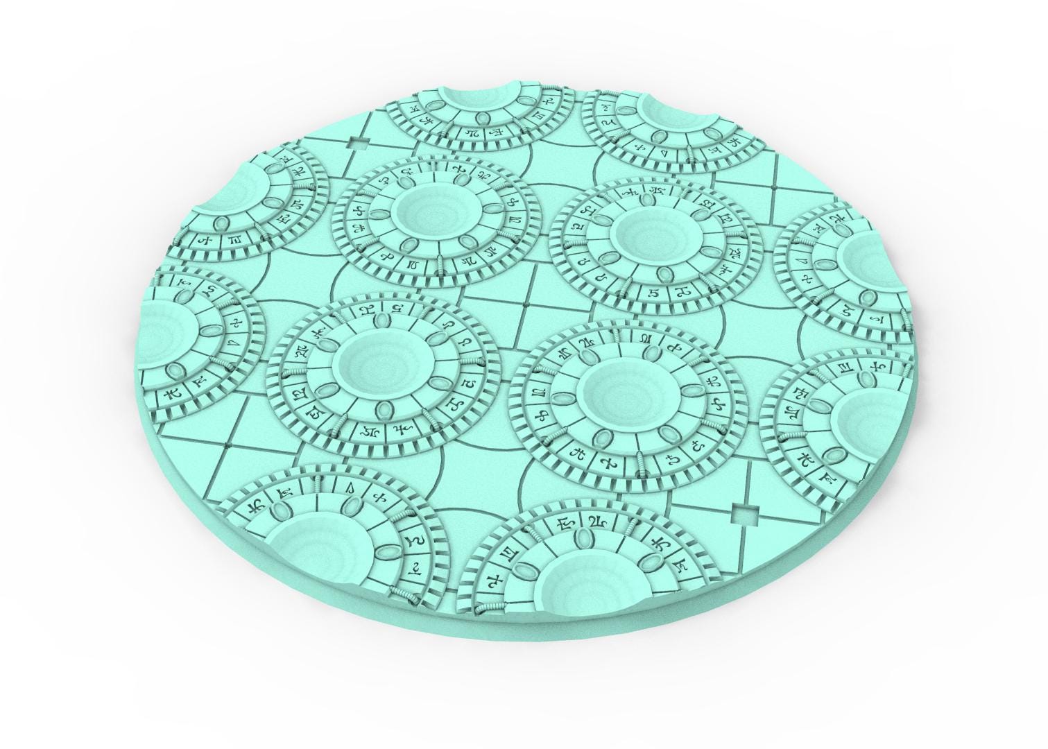 Dark City - Textured Round Bases, lot of 25mm to 160mm DRKCT Eldar space fantasy elves runic ground set 3 usable for warmachine, wargame...