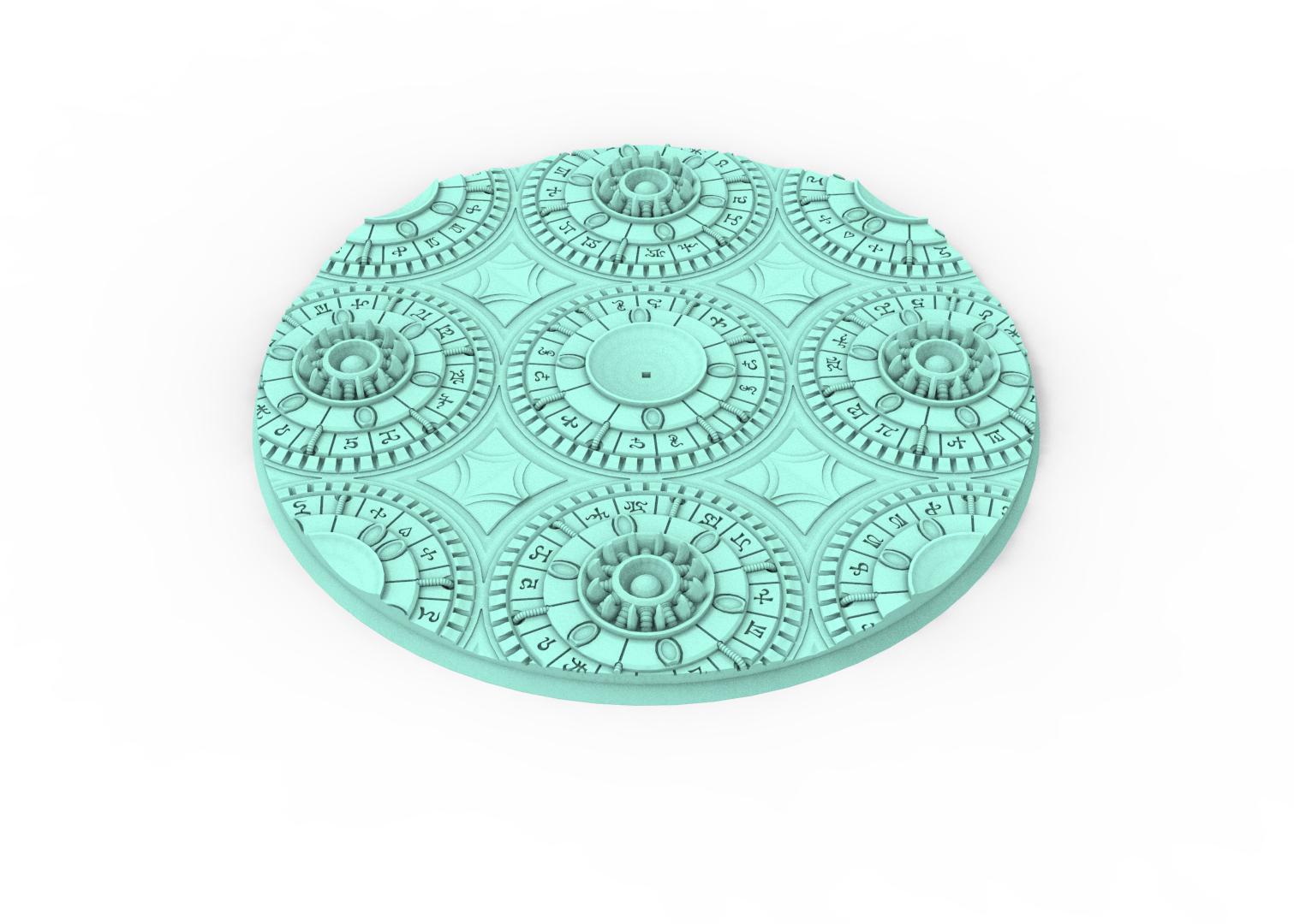 Dark City - Textured Round Bases, lot of 25mm to 160mm DRKCT Eldar space fantasy elves runic ground set 2 usable for warmachine, wargame...