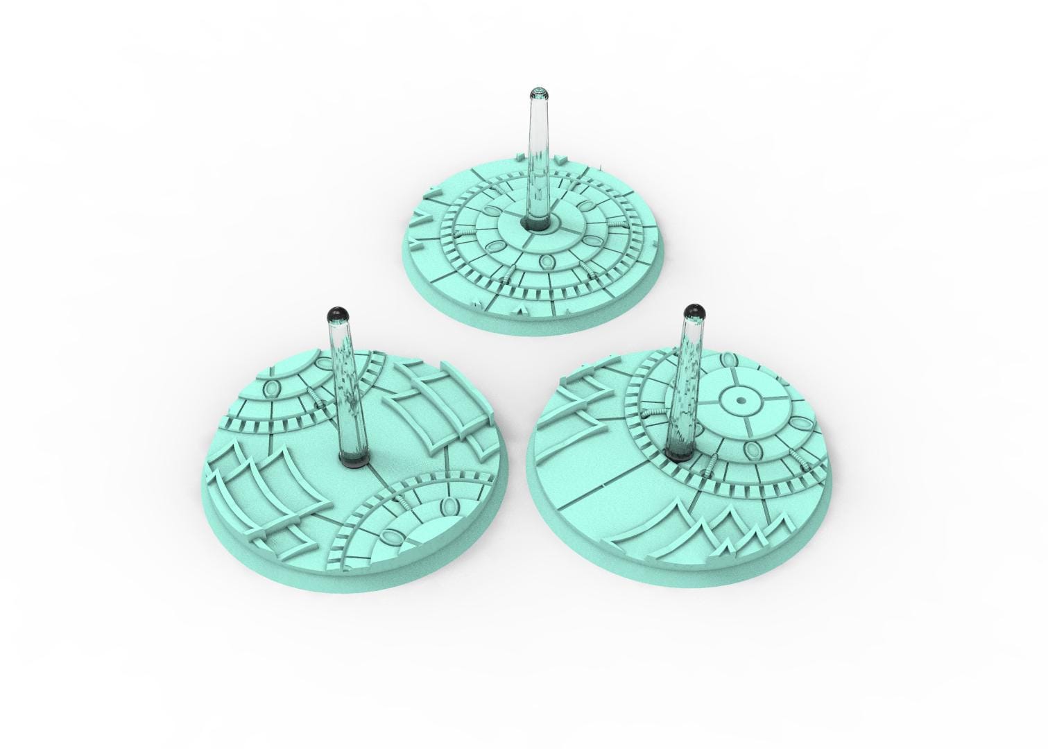 Dark City - Textured Round Bases, lot of 25mm to 160mm DRKCT Eldar space fantasy elves runic ground set 1 usable for warmachine, wargame...