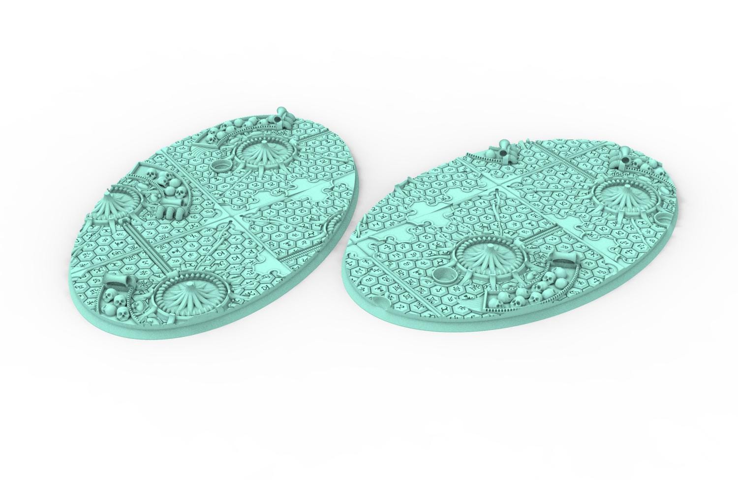 Dark City - Textured Oval Bases, lot of 60mm à 170mm, DRKCT Eldar space fantasy elves runic ground set 5 usable for warmachine, wargame...