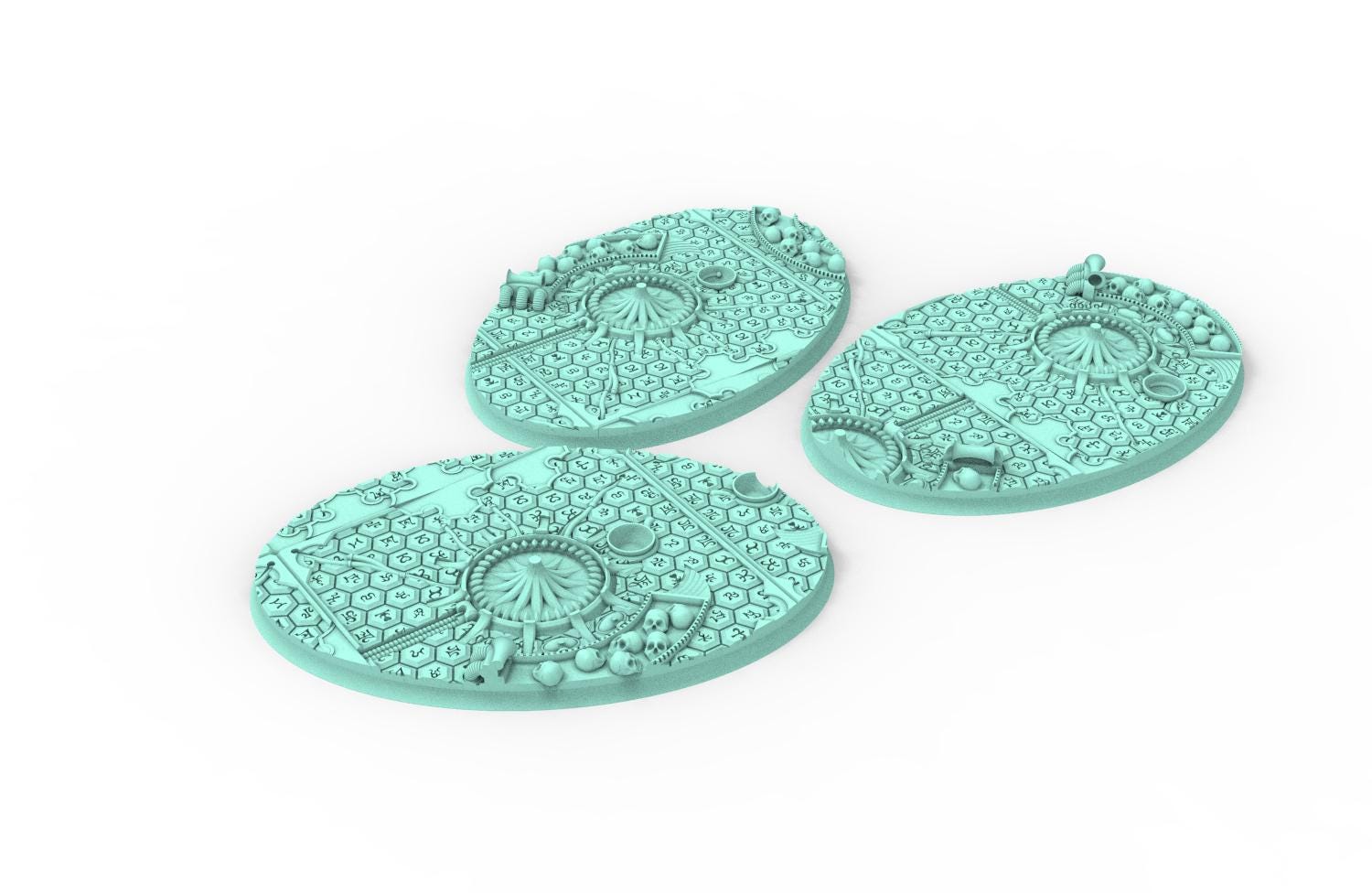 Dark City - Textured Oval Bases, lot of 60mm à 170mm, DRKCT Eldar space fantasy elves runic ground set 5 usable for warmachine, wargame...