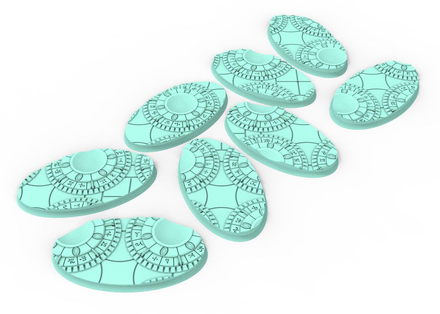 Dark City - Textured Oval Bases, lot of 60mm à 170mm, DRKCT Eldar space fantasy elves runic ground set 3 usable for warmachine, wargame...