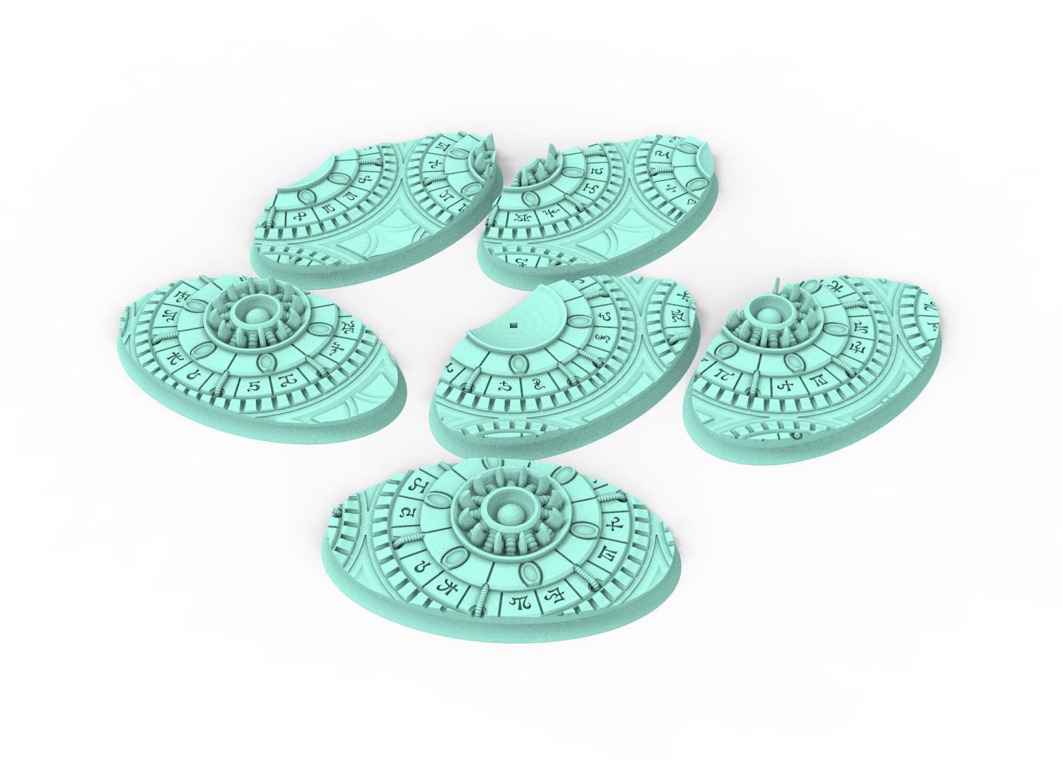 Dark City - Textured Oval Bases, lot of 60mm à 170mm, DRKCT Eldar space fantasy elves runic ground set 2 usable for warmachine, wargame...