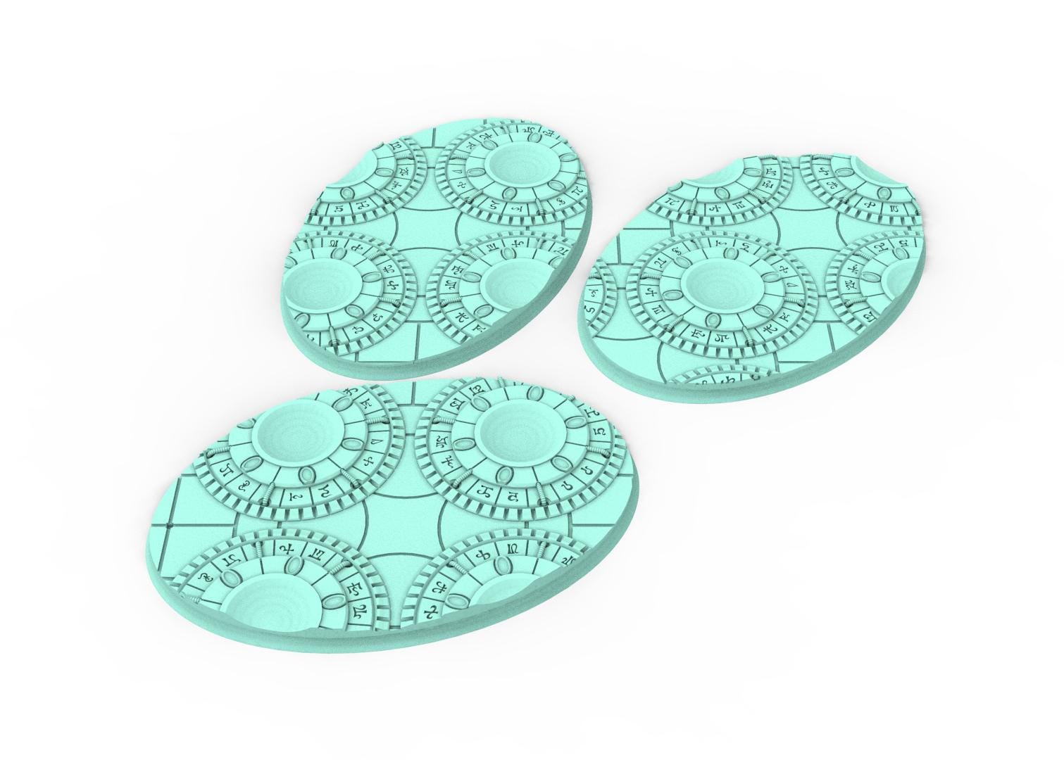 Dark City - Textured Oval Bases, lot of 60mm à 170mm, DRKCT Eldar space fantasy elves runic ground set 2 usable for warmachine, wargame...