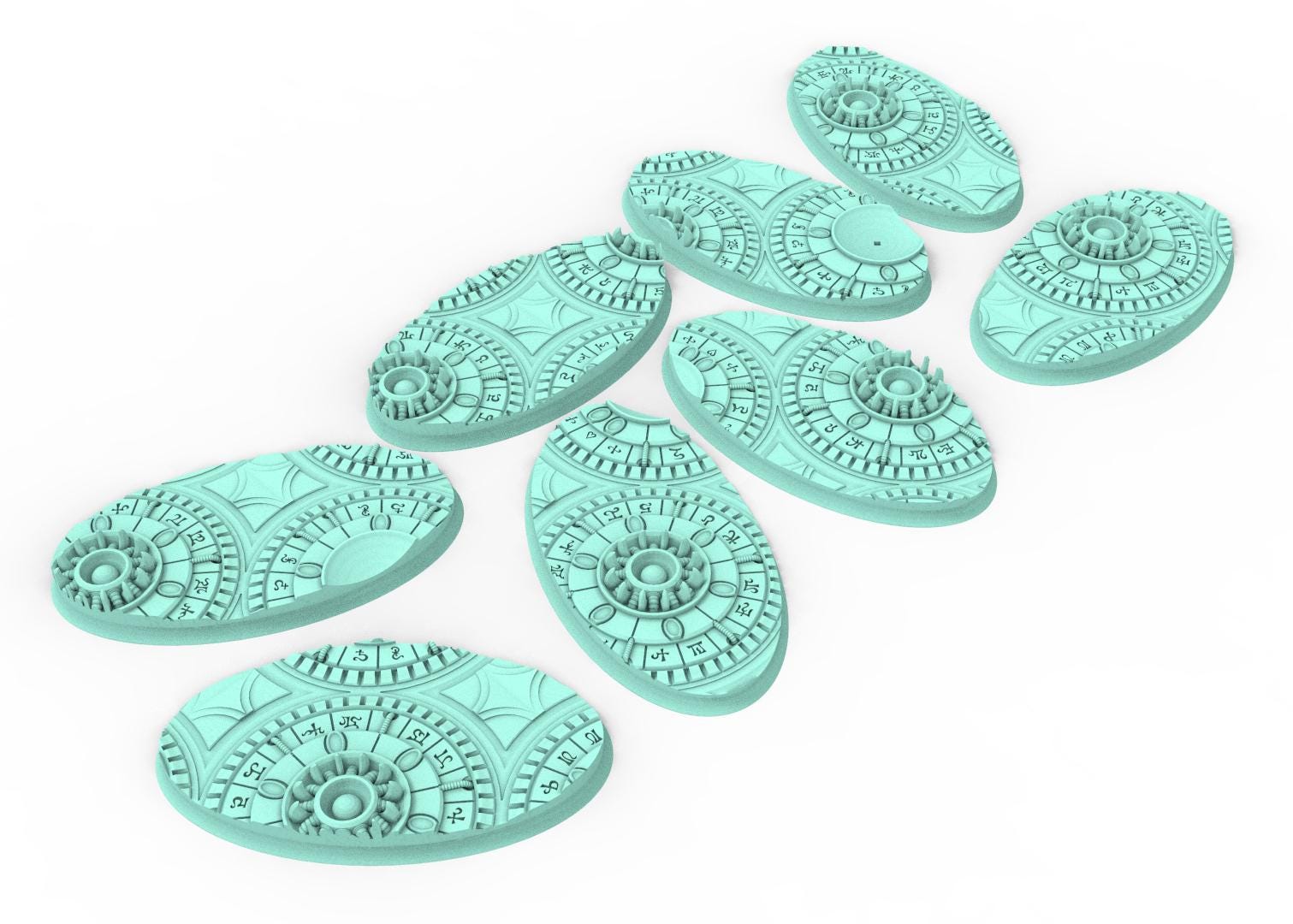 Dark City - Textured Oval Bases, lot of 60mm à 170mm, DRKCT Eldar space fantasy elves runic ground set 2 usable for warmachine, wargame...