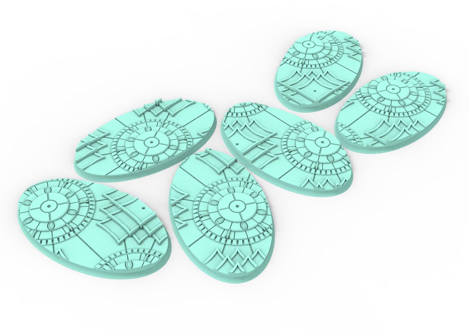 Dark City - Textured Oval Bases, lot of 60mm à 170mm, DRKCT Eldar space fantasy elves runic ground set 1 usable for warmachine, wargame...