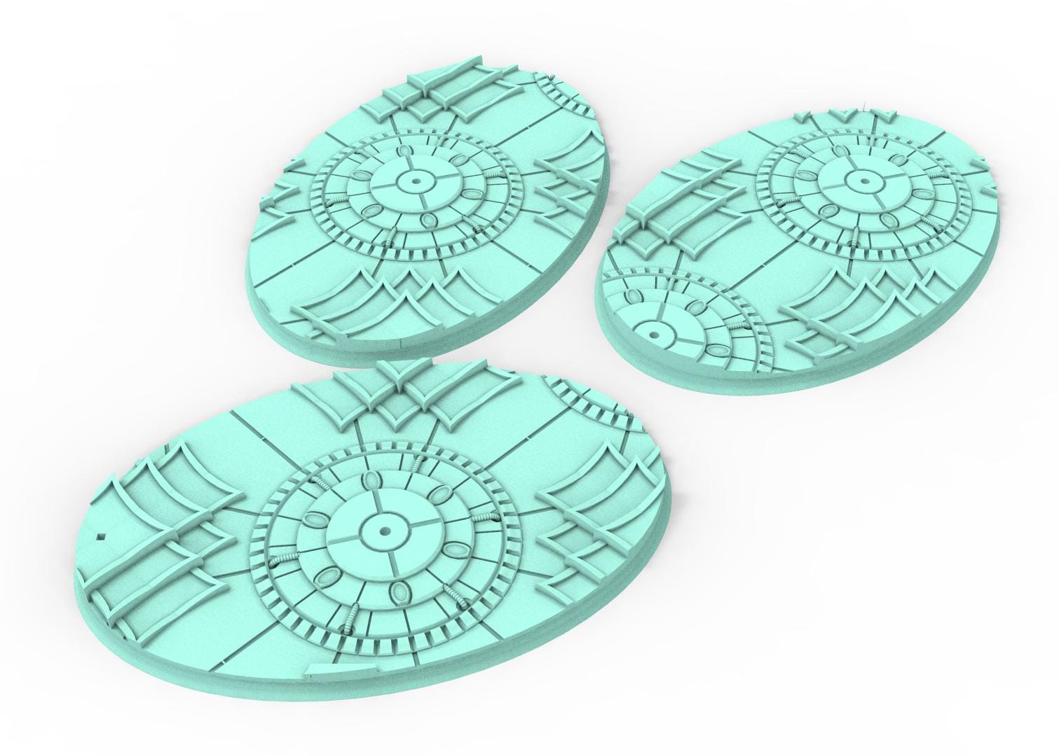 Dark City - Textured Oval Bases, lot of 60mm à 170mm, DRKCT Eldar space fantasy elves runic ground set 1 usable for warmachine, wargame...