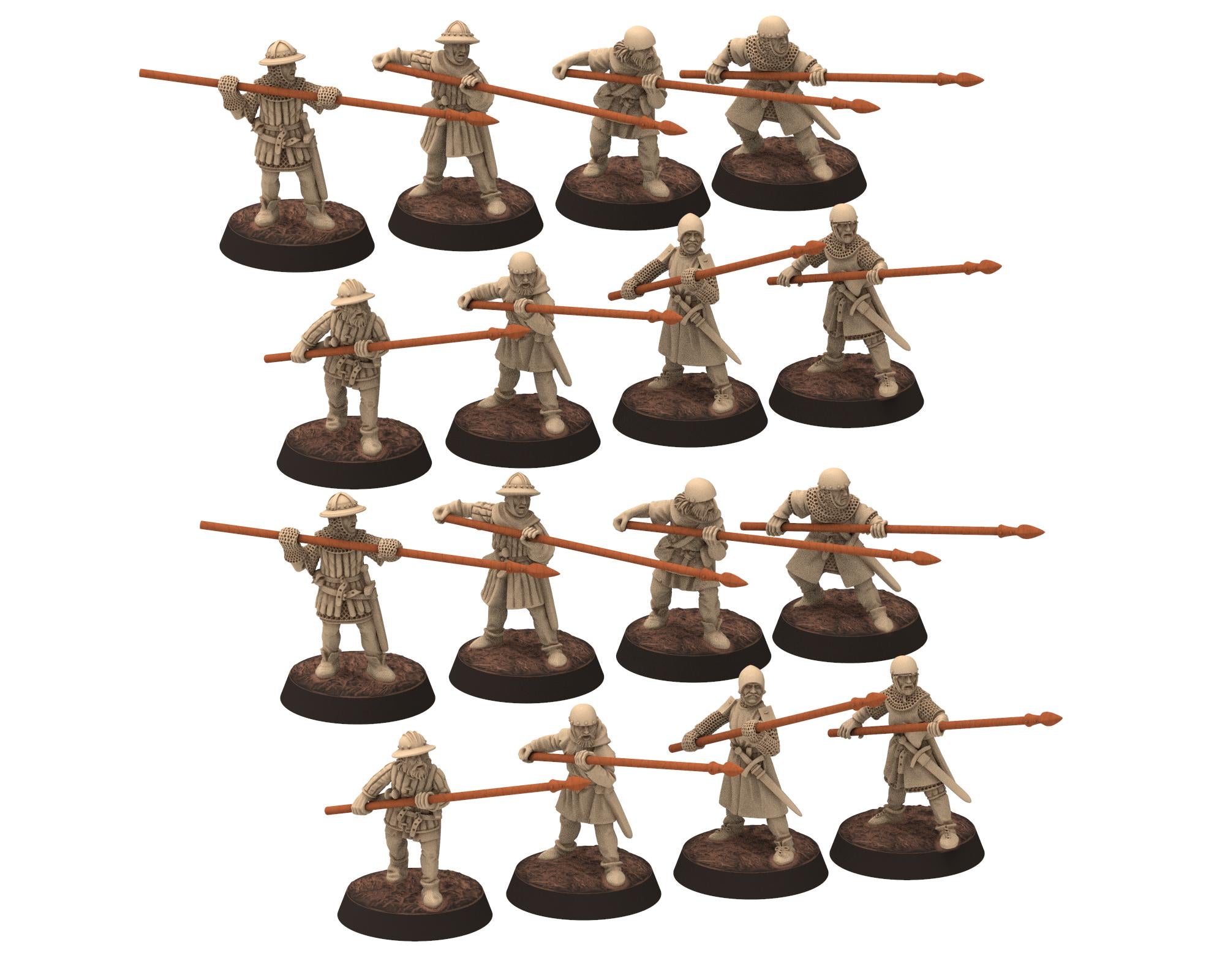 Medieval - Scotland - Scottish pikemen V2, 14th century Generic pikemen Medieval, 28mm Historical Wargame, Saga... Medbury miniatures