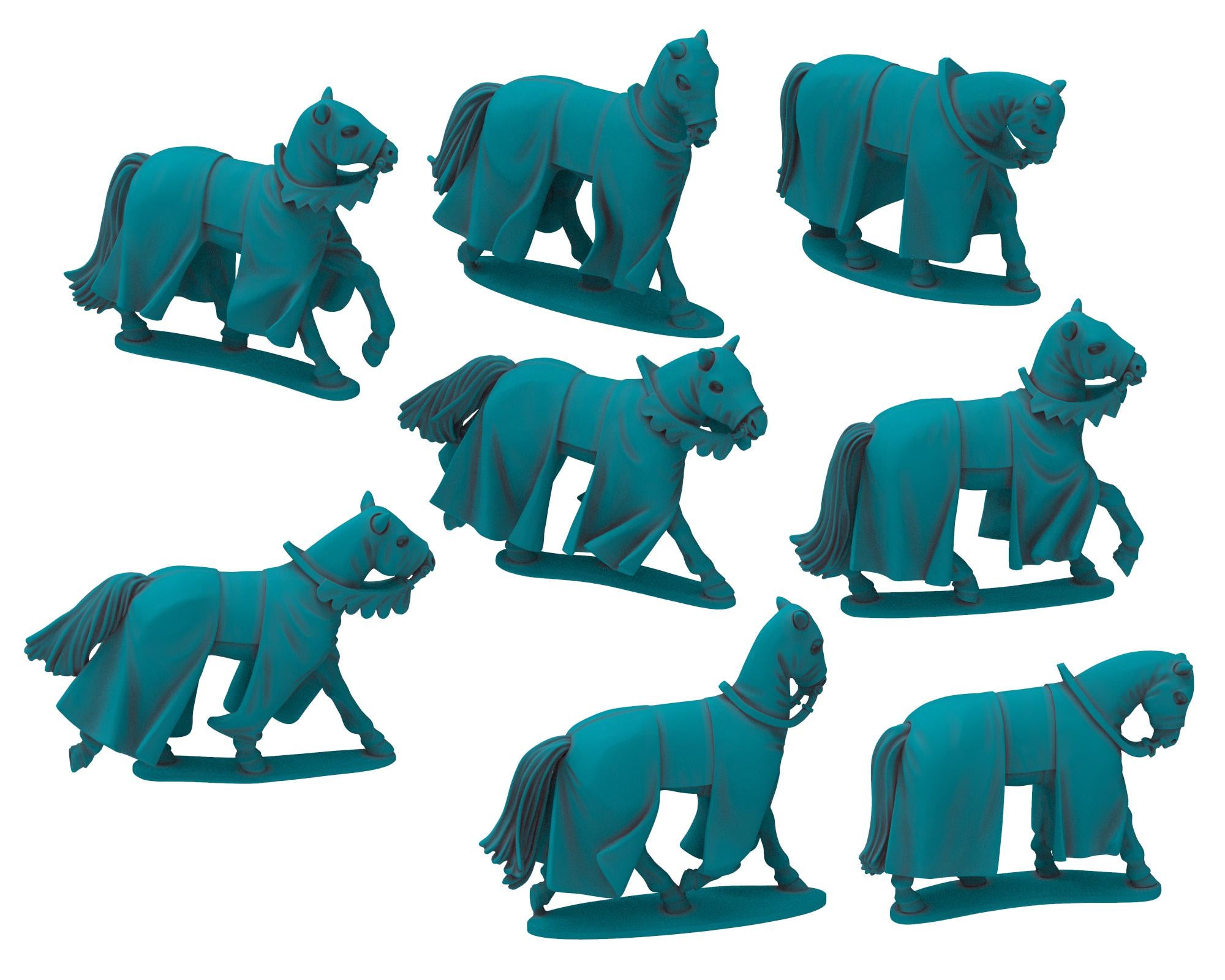 Medieval - Middle age Horses with caparison and chainmail, Generic Miniatures 28mm, Wargame Historical Saga... Medbury miniature