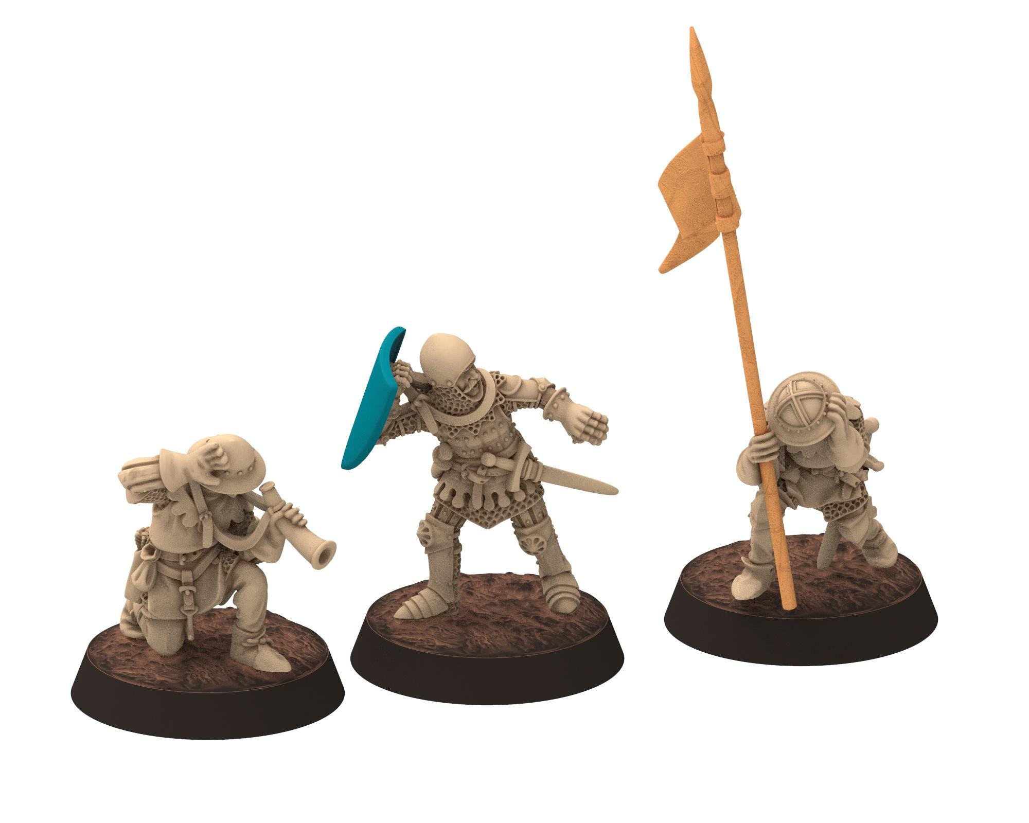 Medieval - Crossbowmen Commanders: Leader, Musician, Banner, 14-15th century Staff, 28mm Historical Wargame, Saga... Medbury miniatures