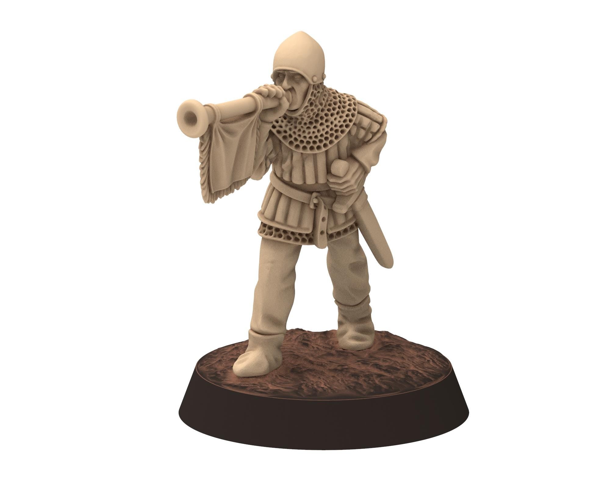 Medieval - Knight Commanders: Leader, Musician, Banner, 14-15th century Staff, 28mm Historical Wargame, Saga... Medbury miniatures