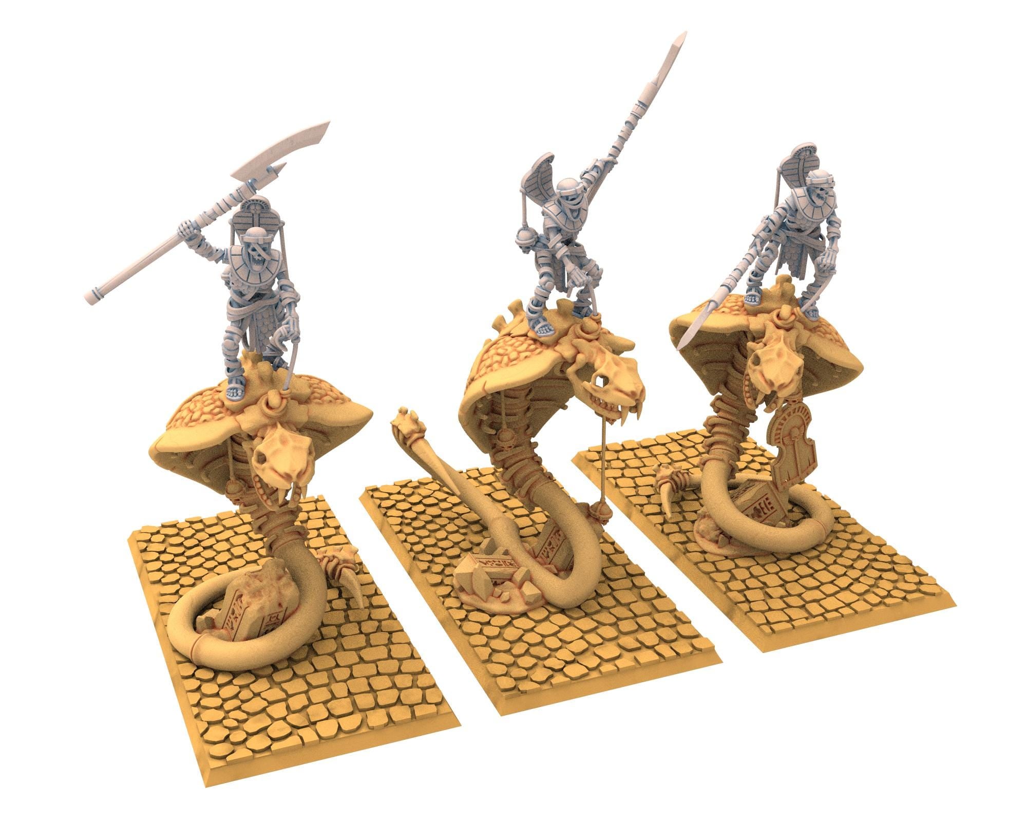 Eternal Dynasties - Staff of Mounted Ancient Guard on Great Snakes, The Ancient Skeletons, Fantasy Battle, Oldhammer, King of war, D&D