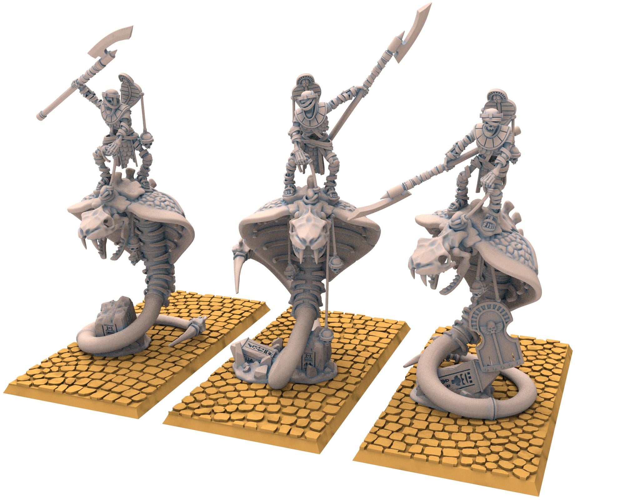 Eternal Dynasties - Staff of Mounted Ancient Guard on Great Snakes, The Ancient Skeletons, Fantasy Battle, Oldhammer, King of war, D&D