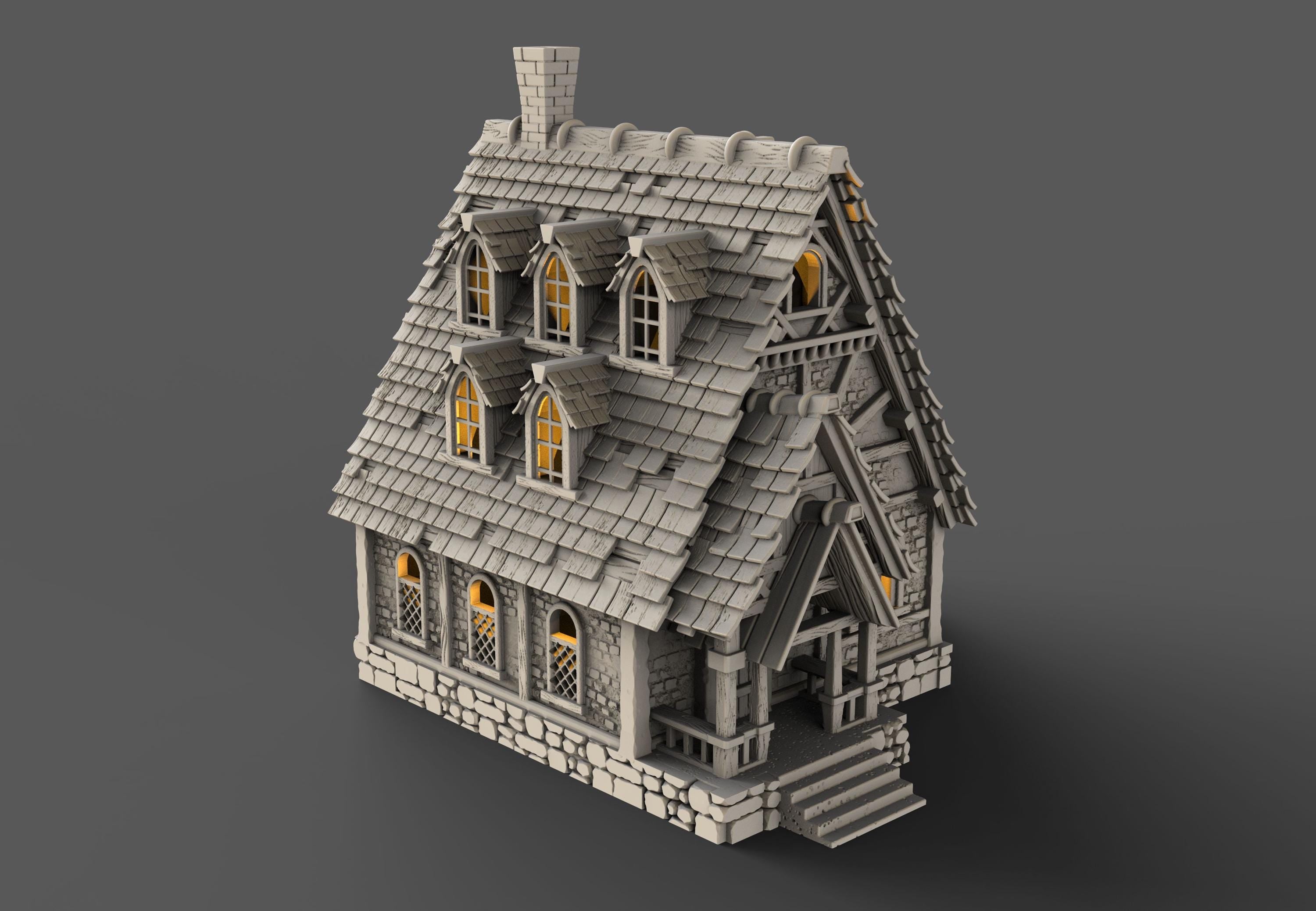 Medieval building - House 31 - PLA for Oldworld, Dungeon & Dragons, Frostgrave, Age of fantasy battle skirmish wargame